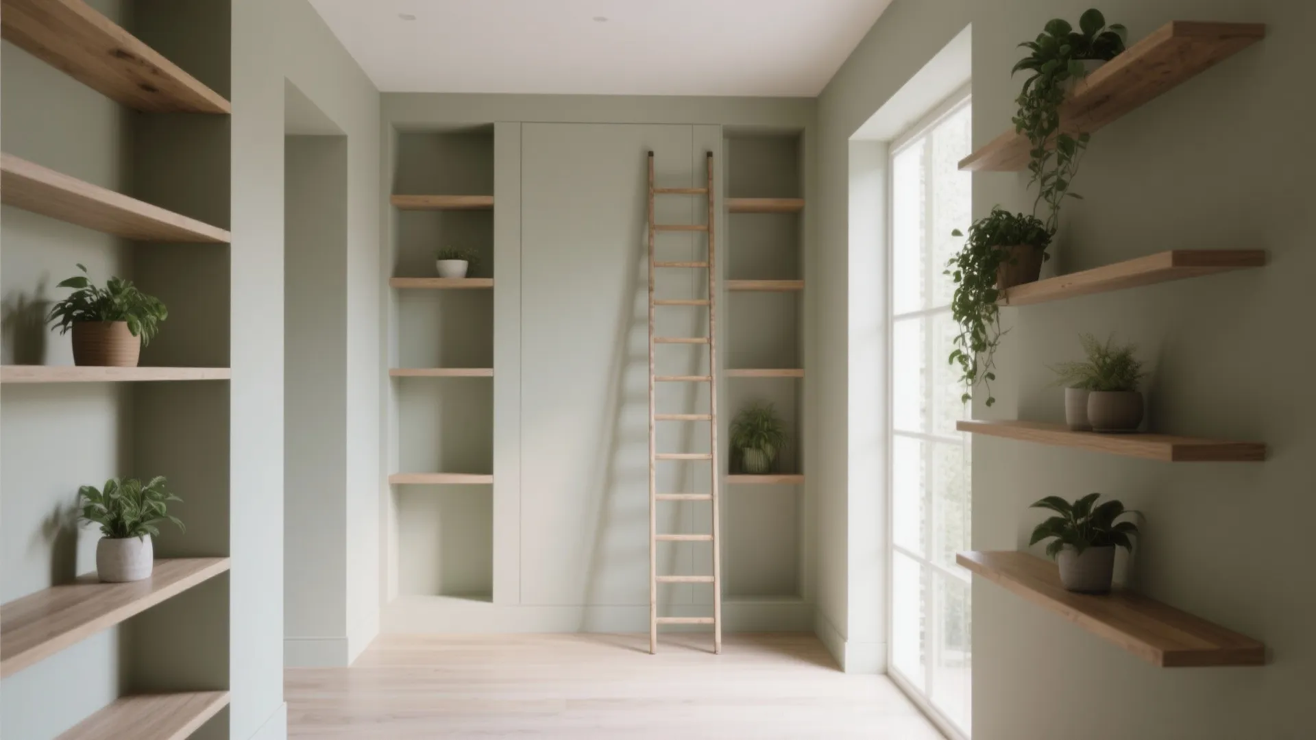3. Cohesive color and vertical storage to amplify height