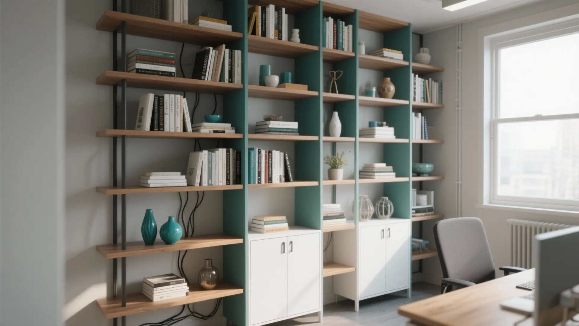 1. Vertical storage with mixed open and closed units