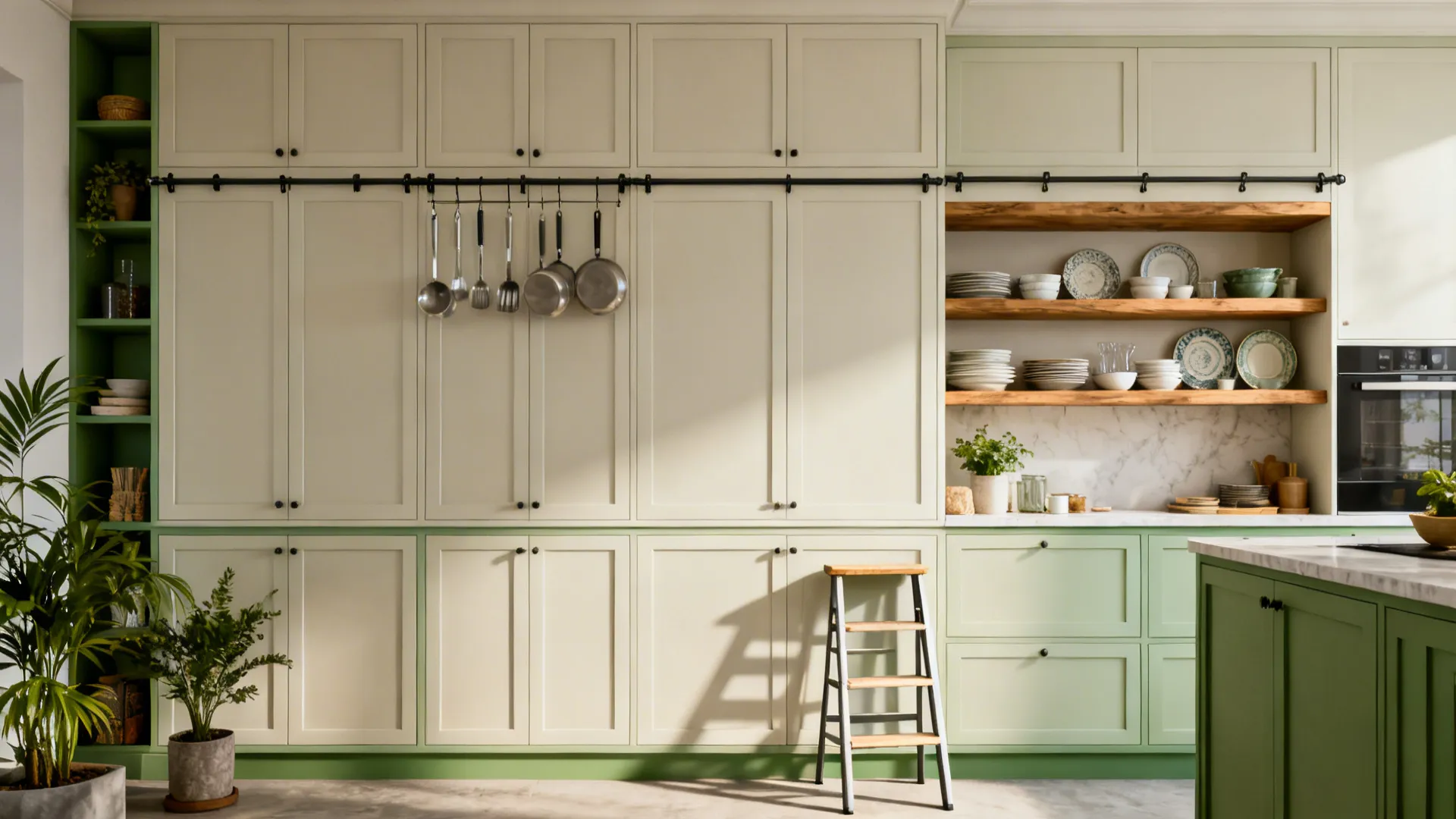 4. Vertical storage and open shelving