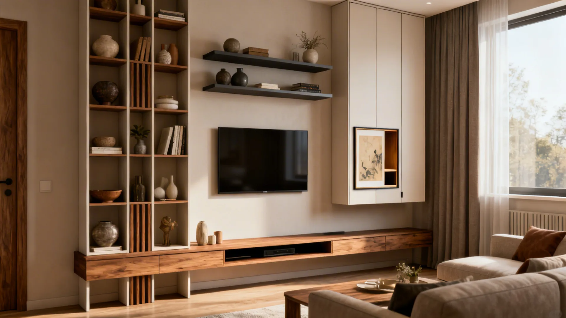 3. Use vertical space for style and storage