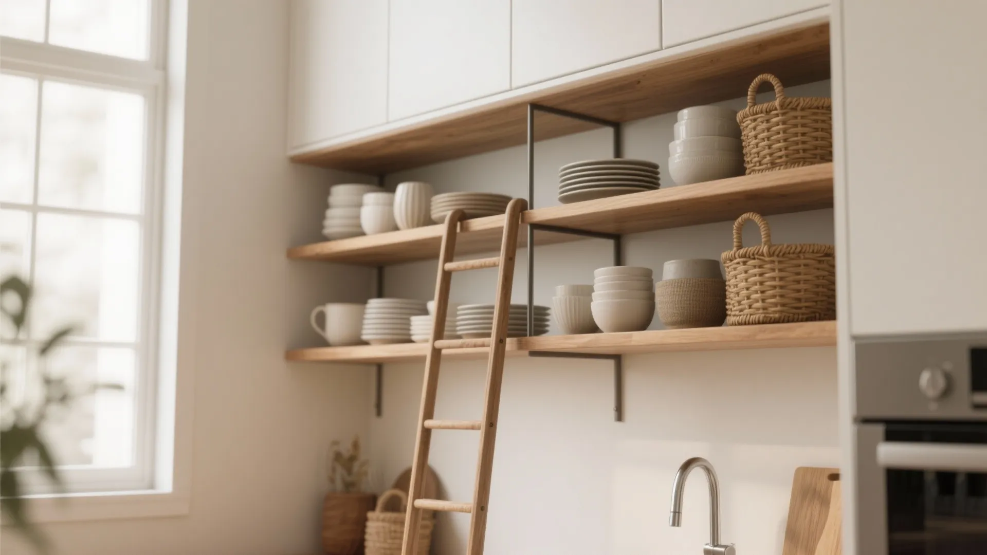 1. Vertical storage that feels airy