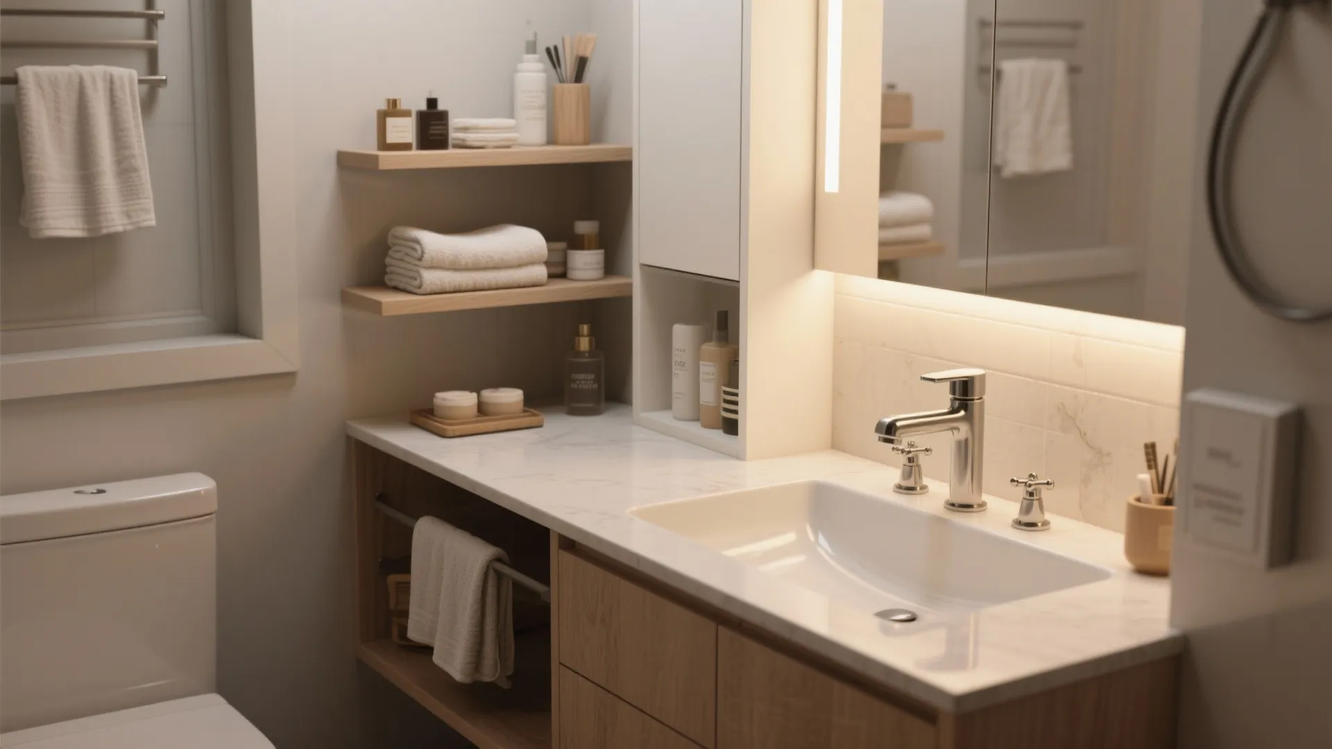 4. Optimize storage vertically around the faucet