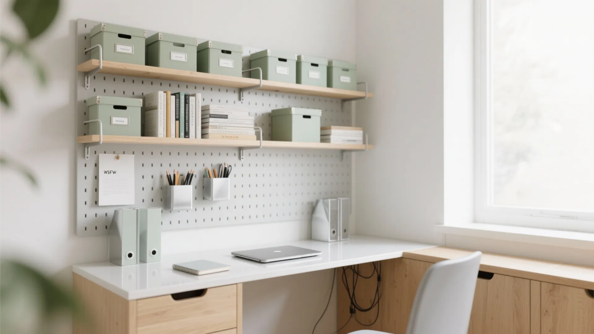 Minimalist Vertical Storage for a Calm Desk Zone