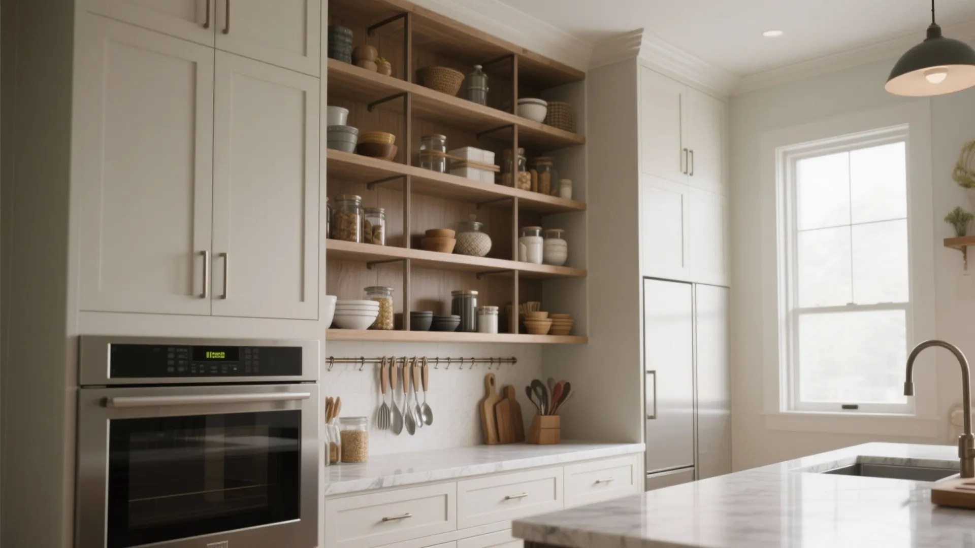 4. Use height and vertical storage to declutter surfaces