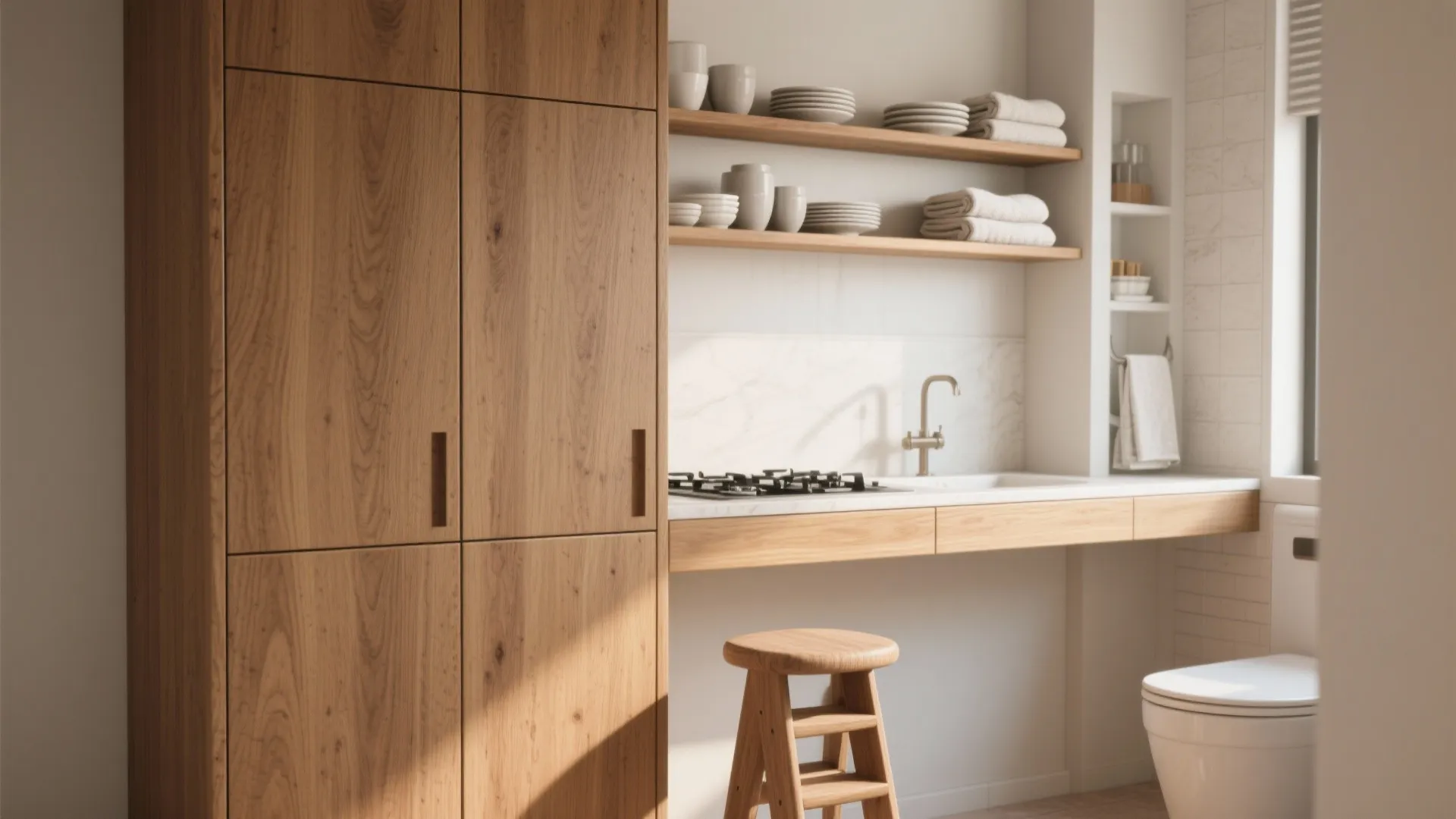 1. Vertical storage that doesn’t feel like a ladder