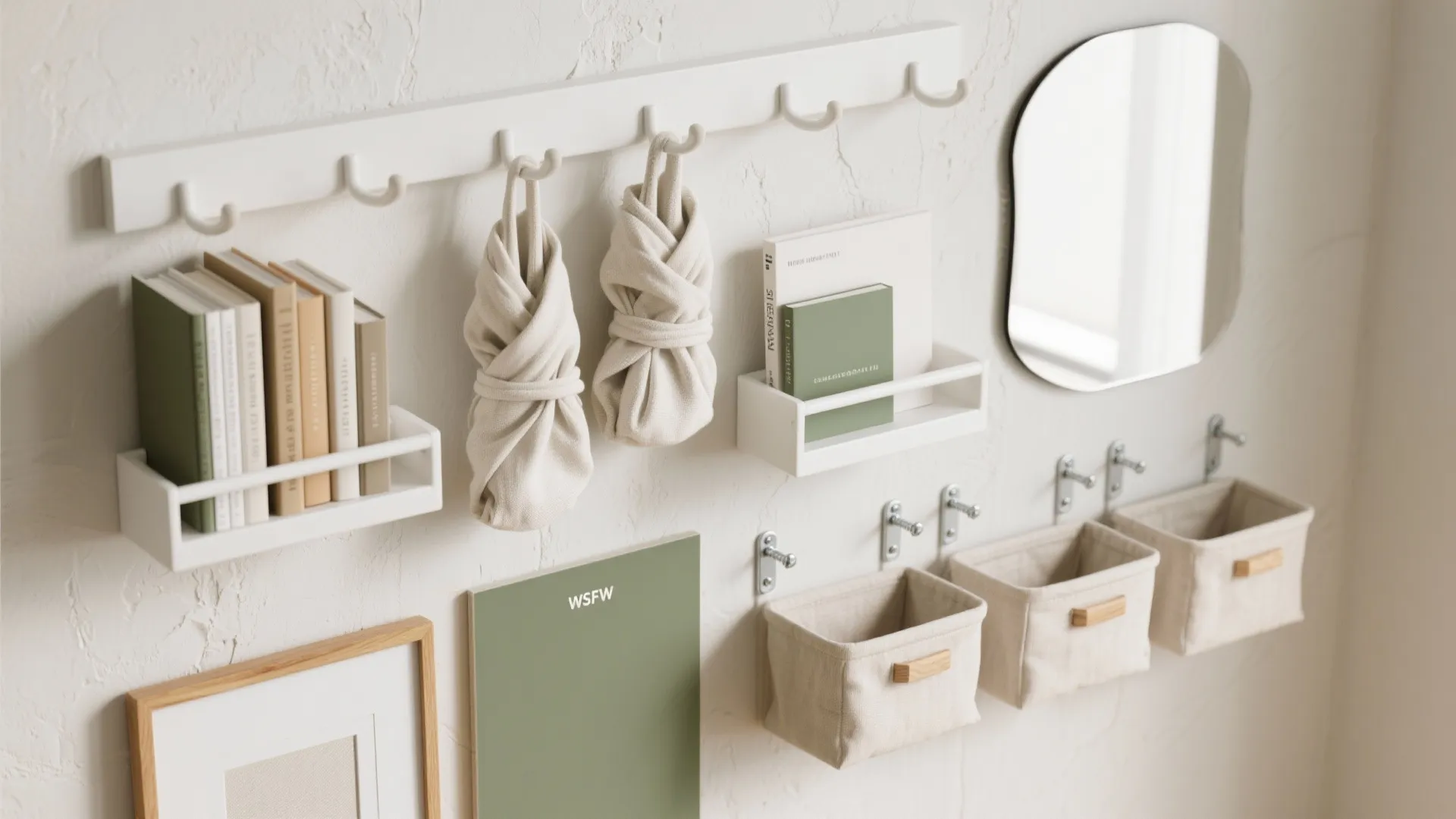 Vertical space: wall rails, picture ledges, and ceiling-height storage