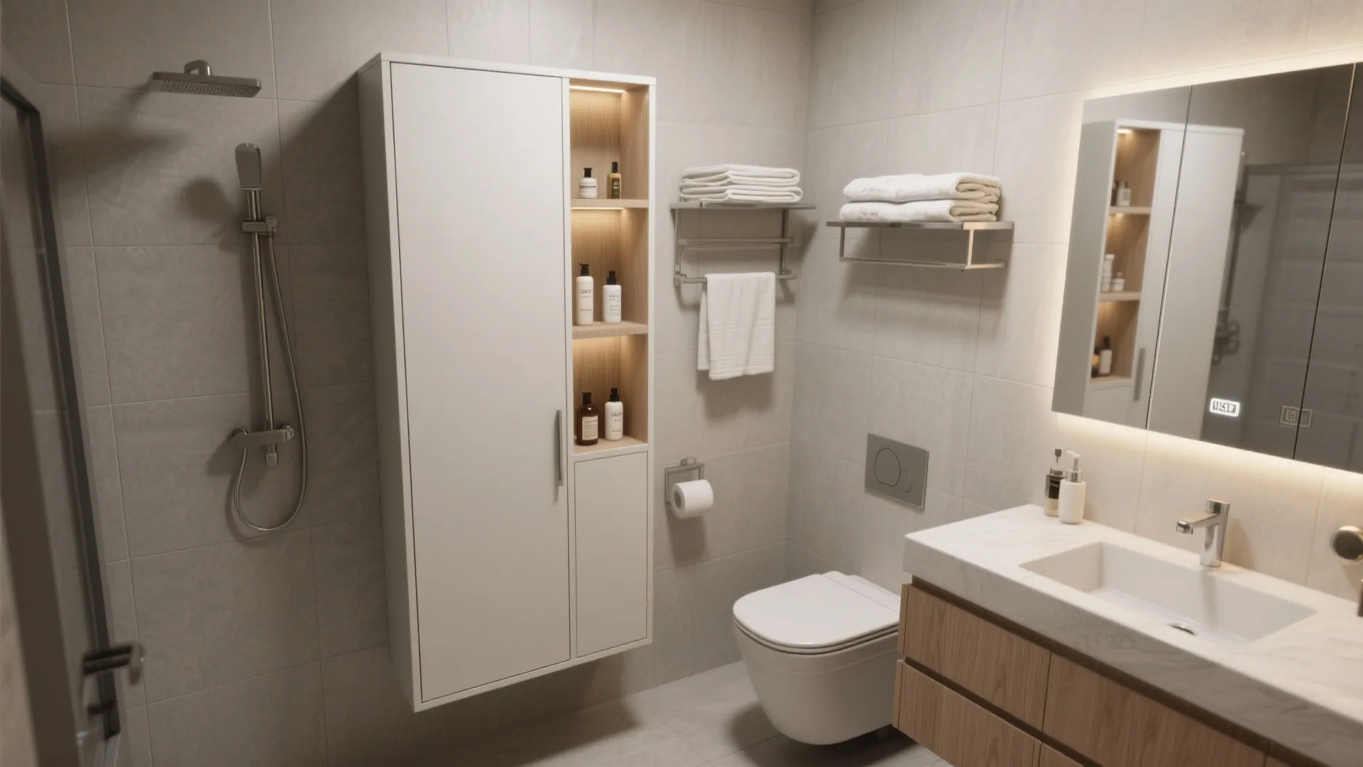 4. Vertical storage and mirrored niches