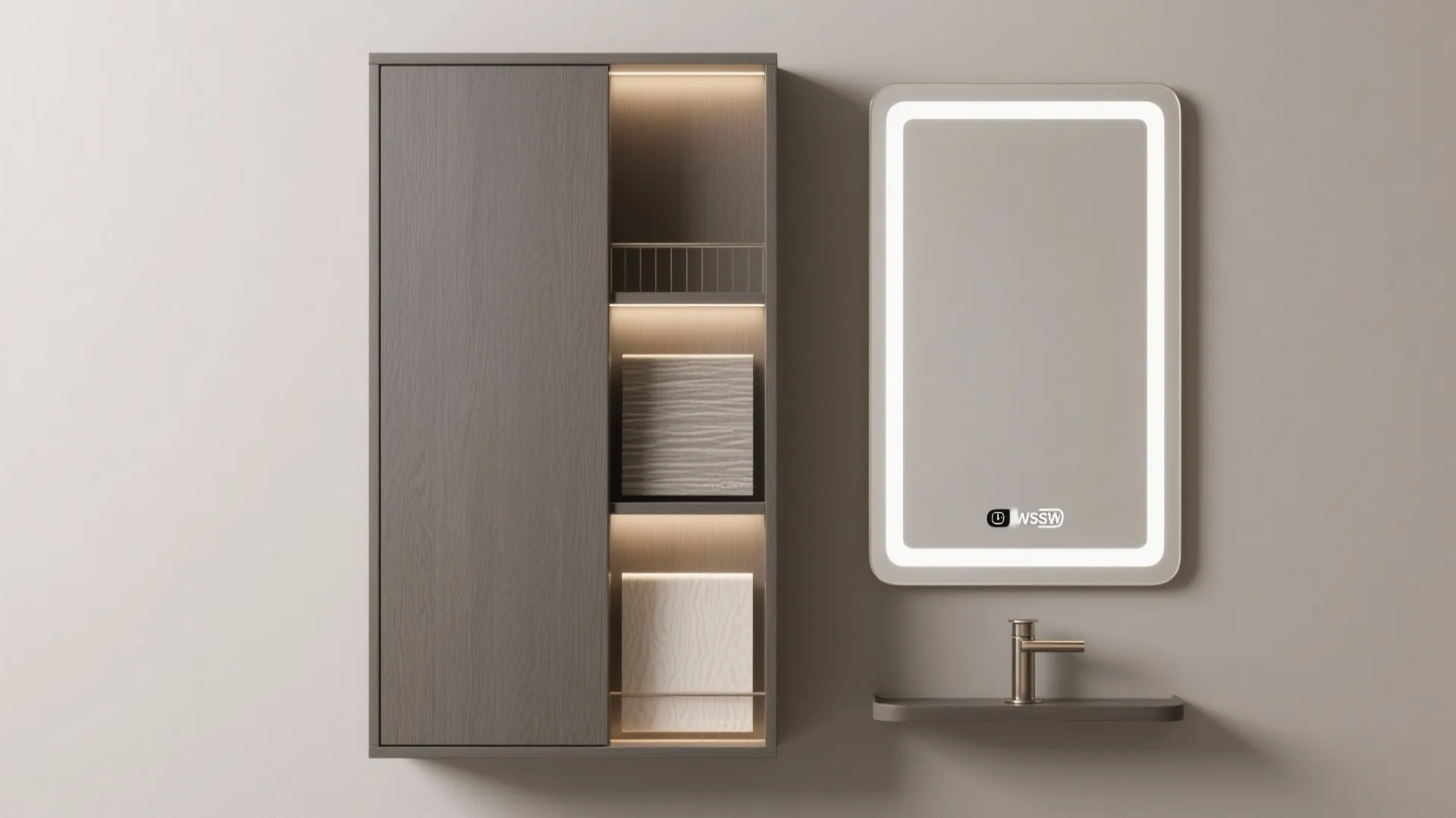 4. Vertical storage and mirrored cabinets