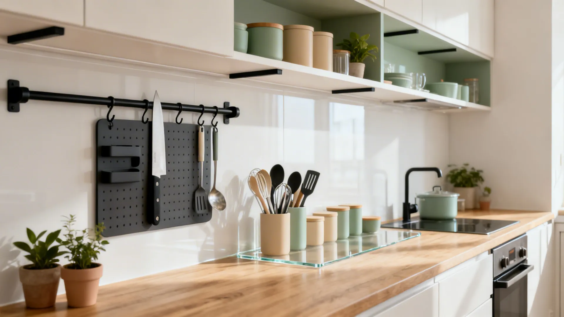 Idea 1: Minimalist Vertical Storage for Clear Counters