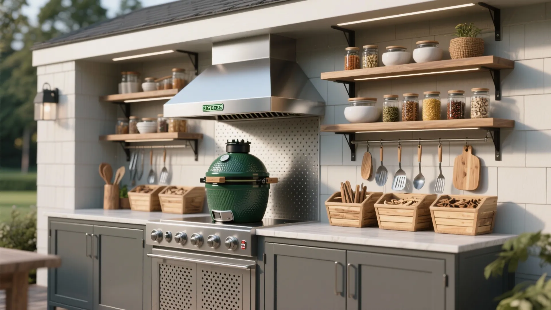 5. Vertical Storage Wall with Integrated Hood