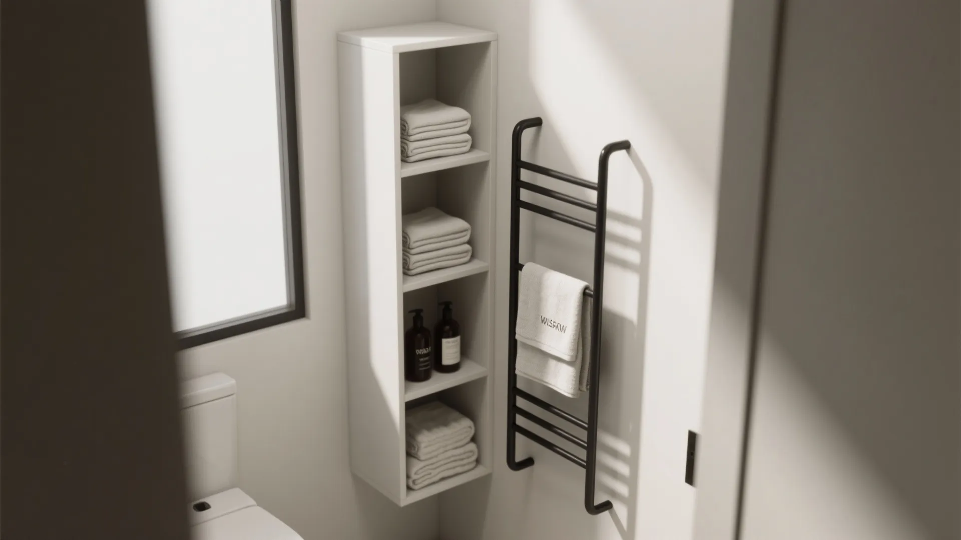 4. Vertical storage and towel ladders