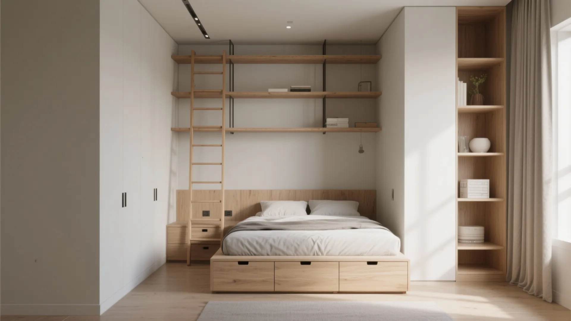 4. Use Vertical Storage and Low-Profile Furniture