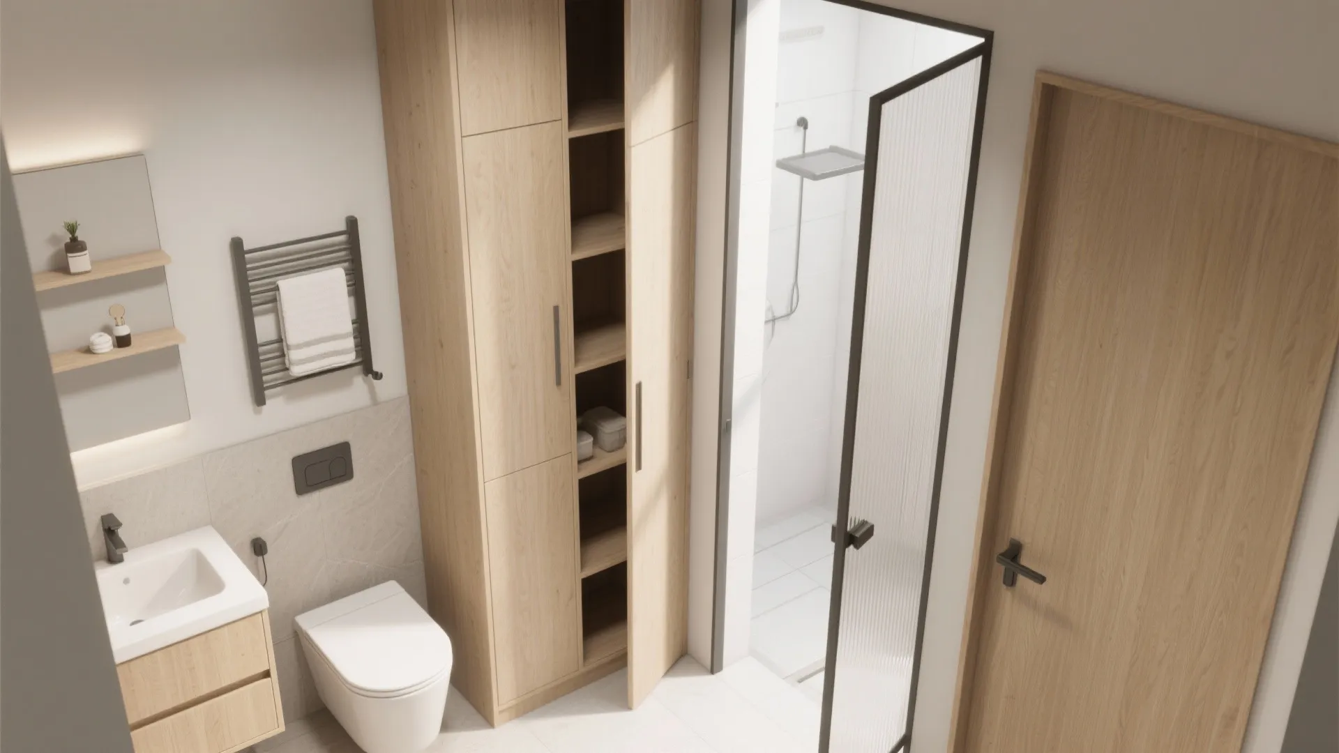 4. Go Vertical: Tall Storage and Pocket Doors