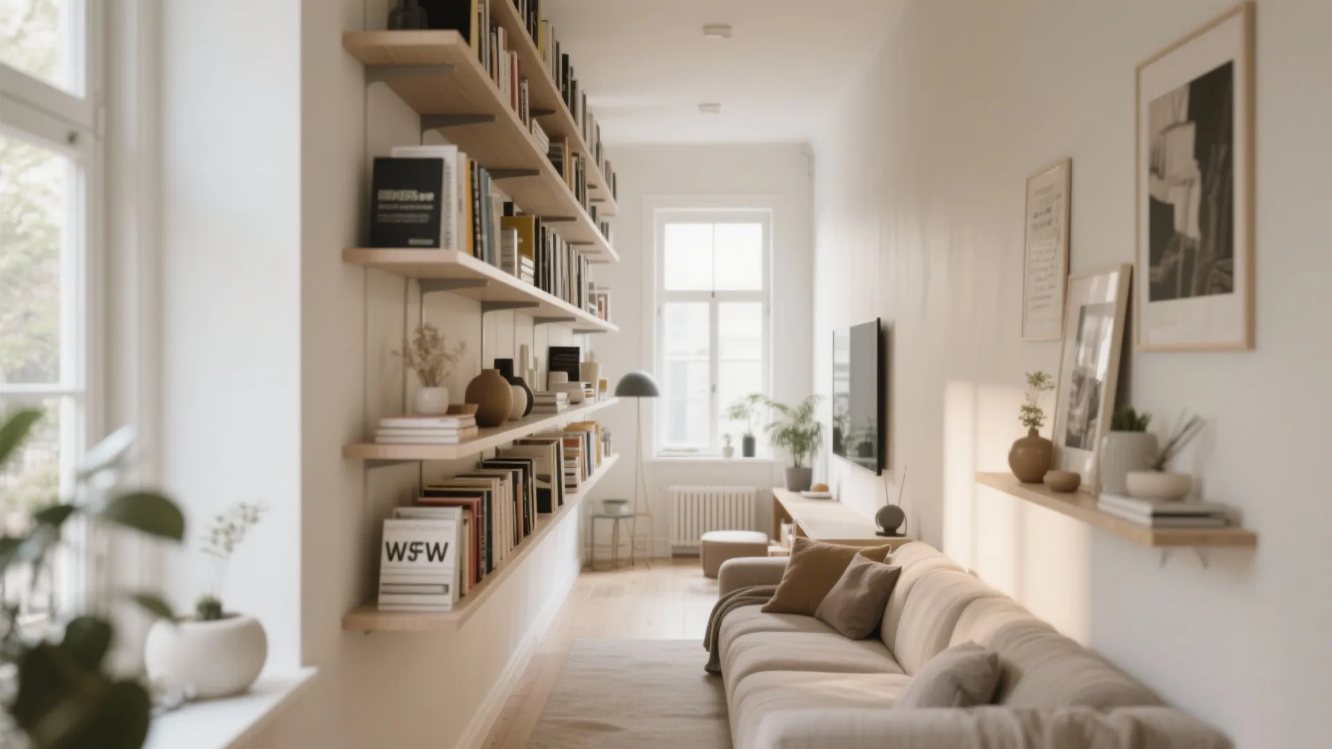 3. Vertical Storage with Wall Shelves