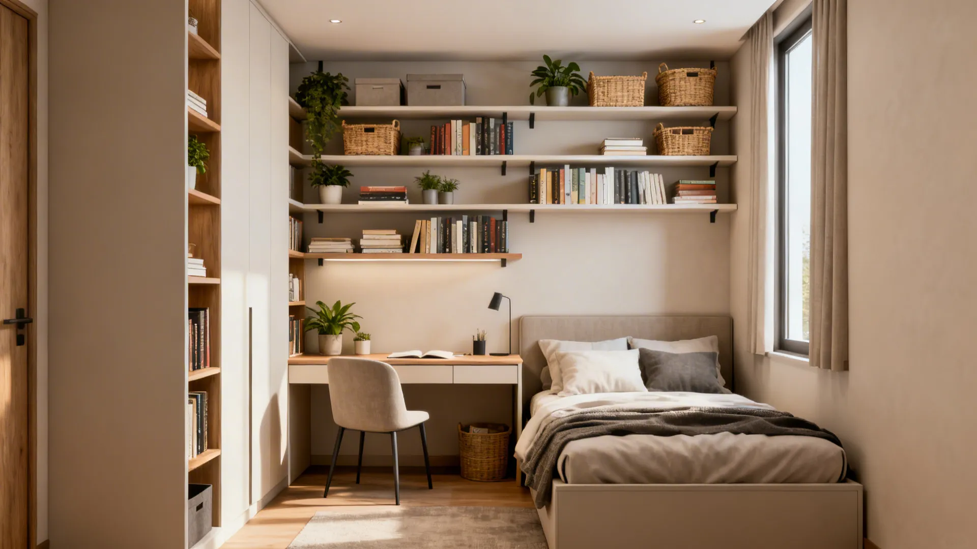 5. Vertical Storage and Floating Shelves