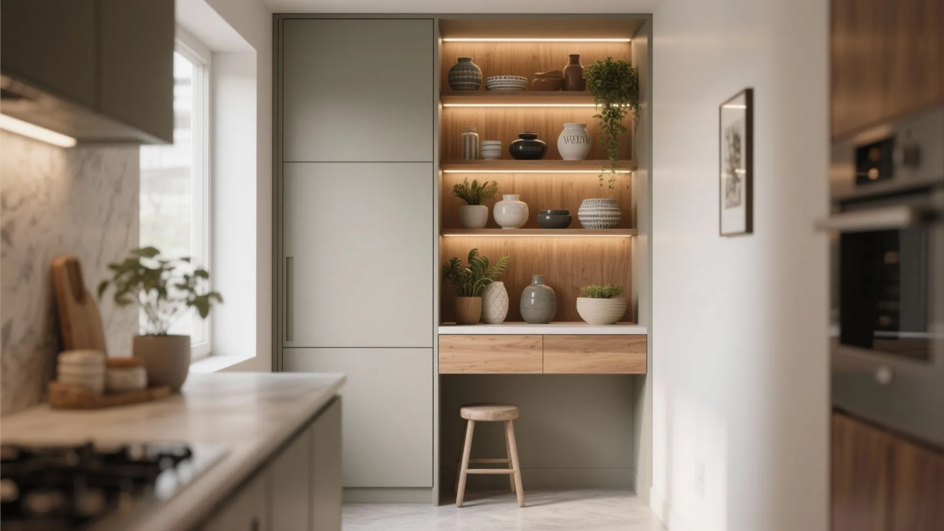1. Vertical storage that reads like decor