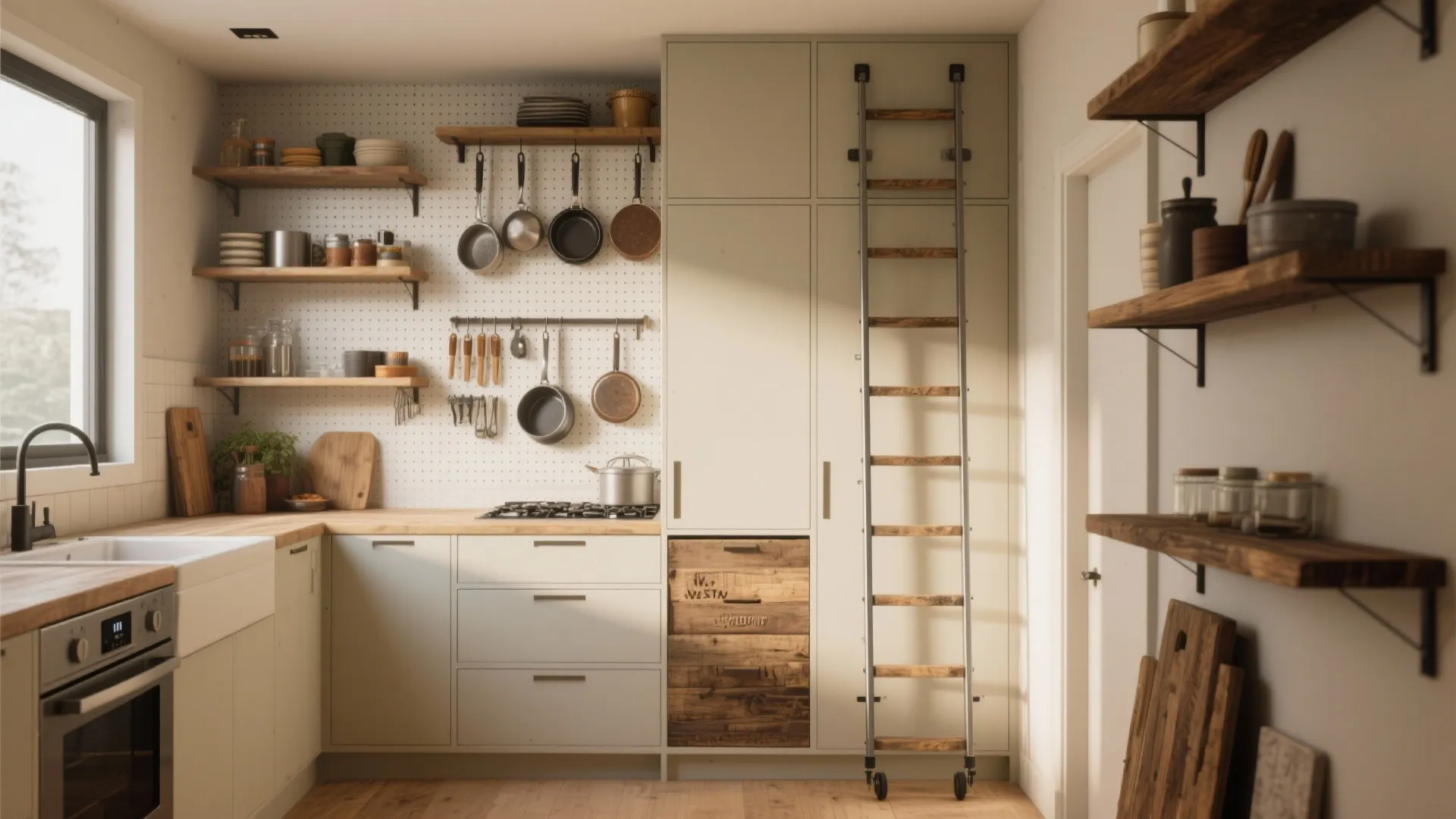 2. Vertical Storage Walls — make every inch count