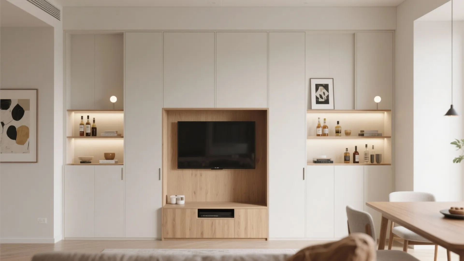 Vertical Storage Walls and Media Consoles