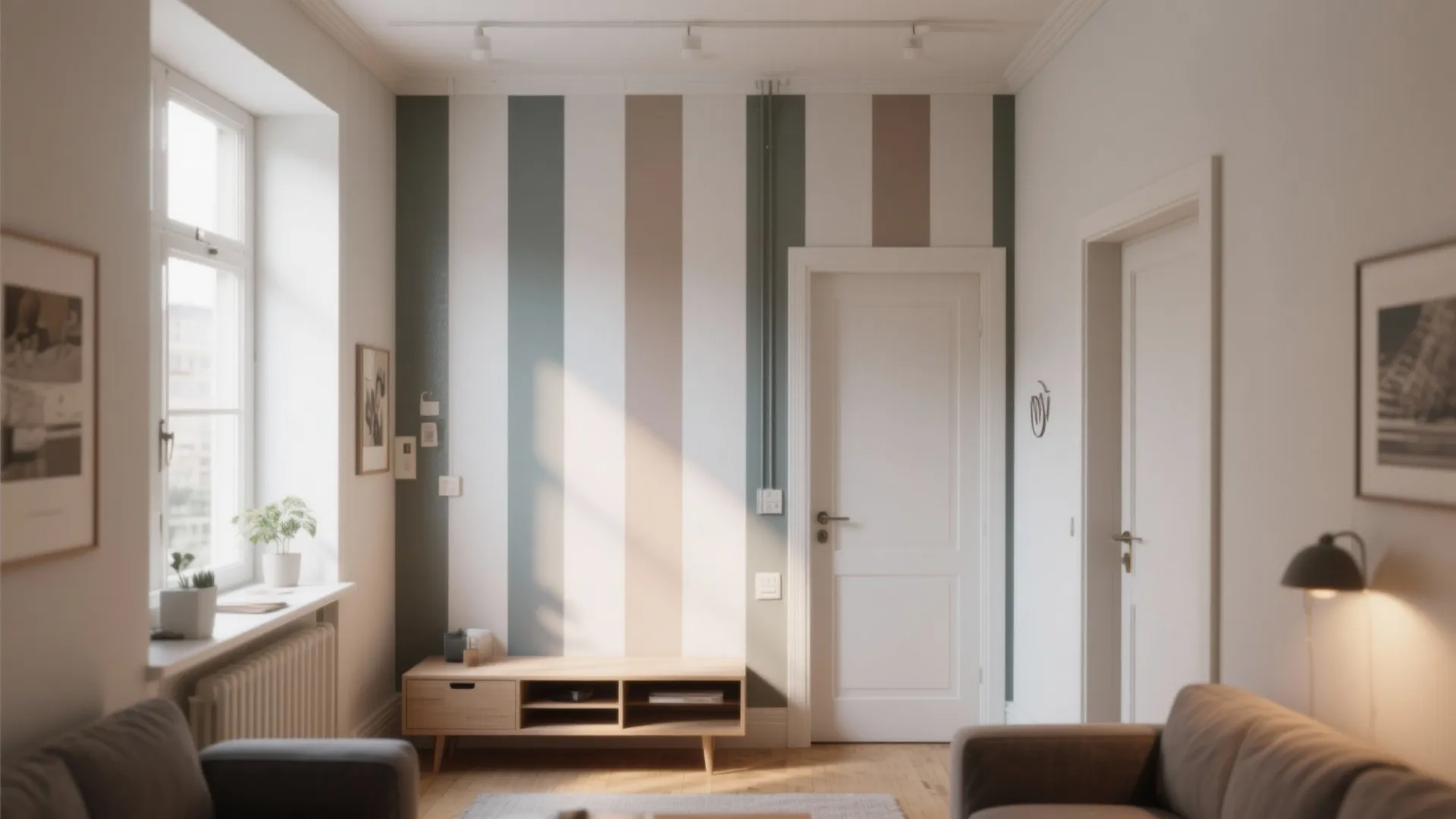 3. Vertical Stripes and Trim to Heighten Ceilings