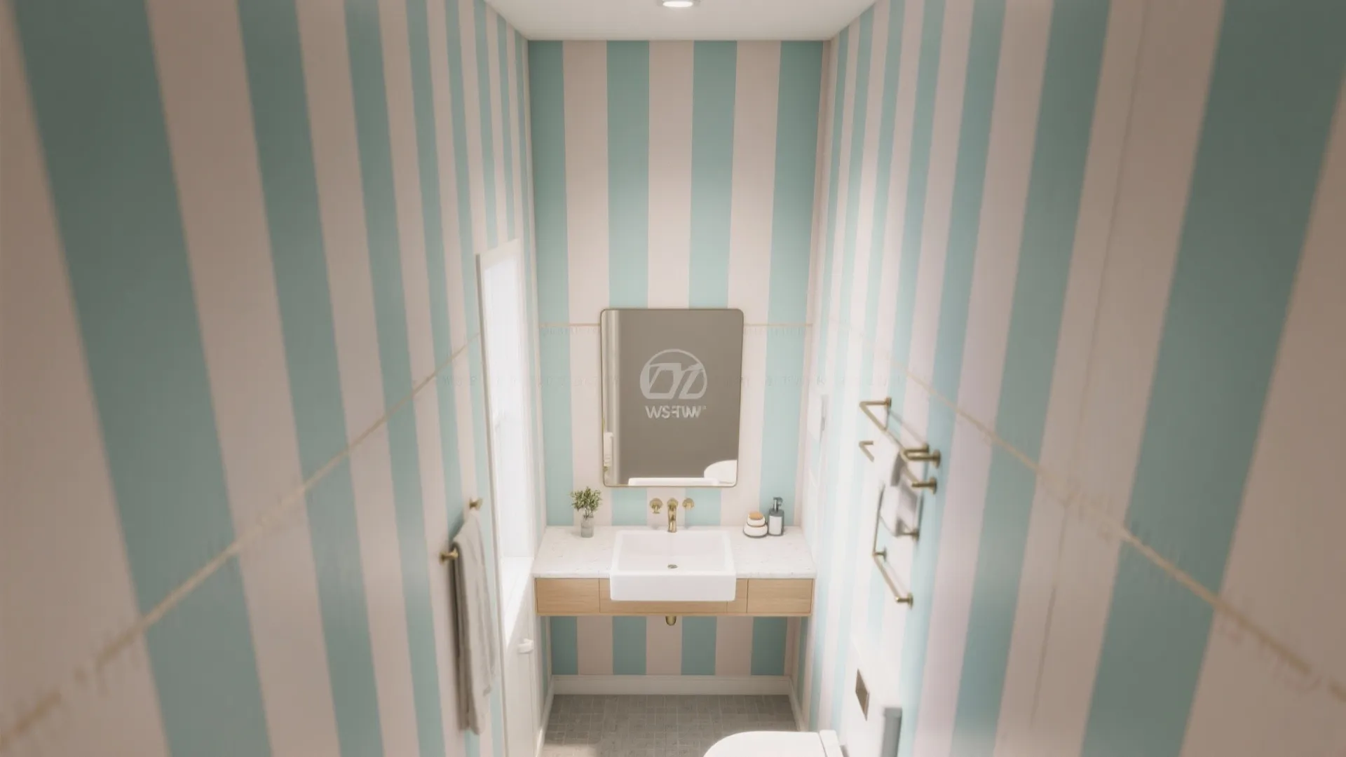 3. Accent wall with patterns or vertical stripes to add height