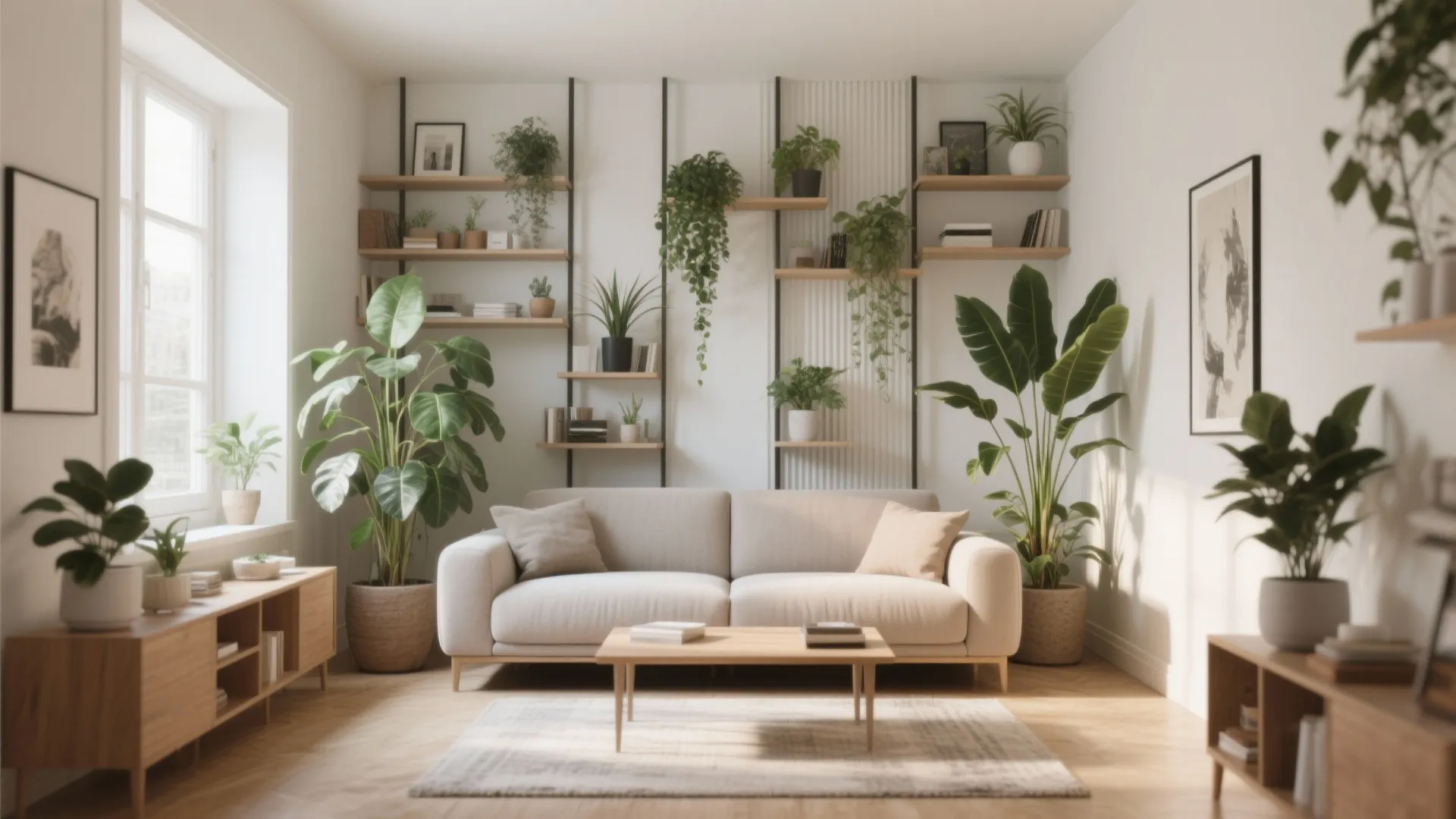 10. Vertical Styling Around the Sofa