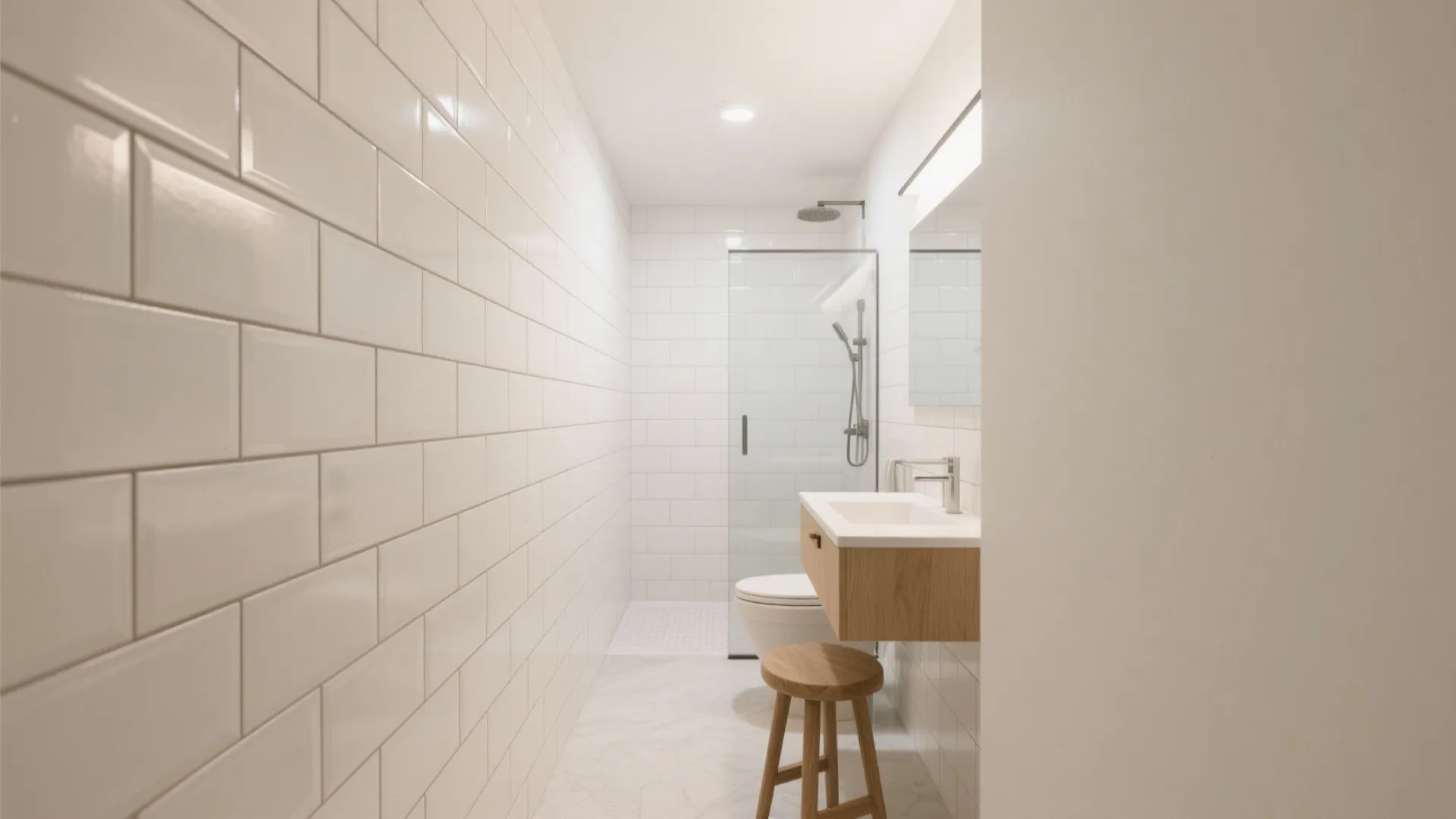 1) Vertical subway tiles for visual height