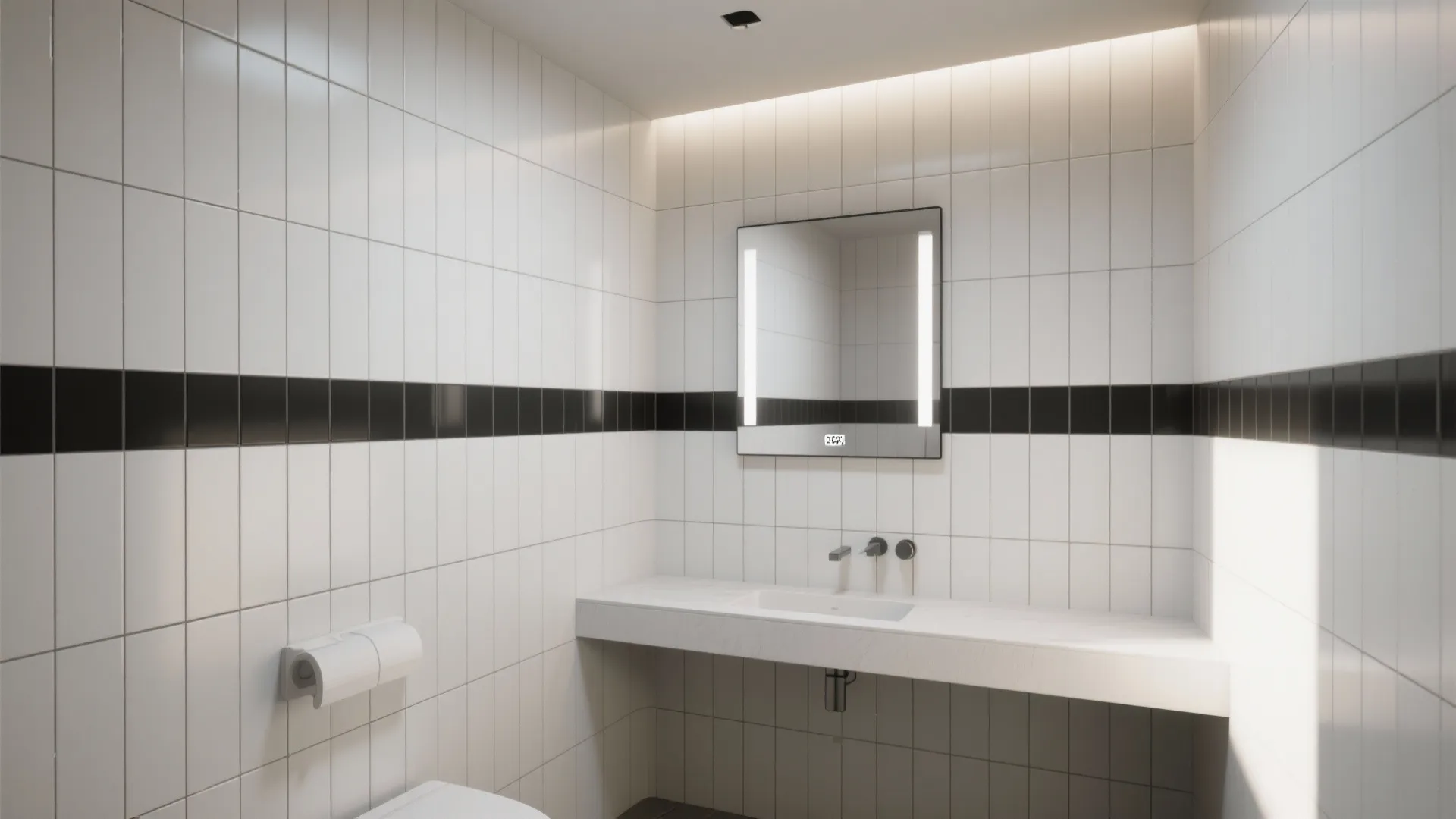 2. Narrow vertical subway tiles for height