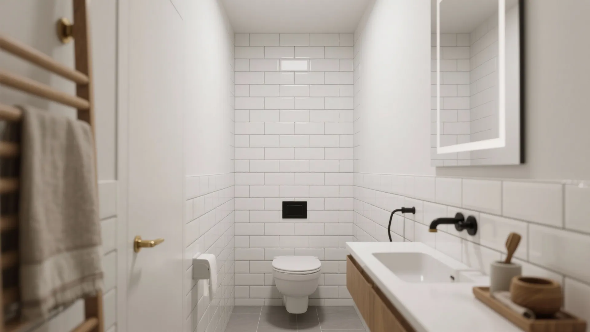 Rectangular subway tiles in stacked or vertical bond