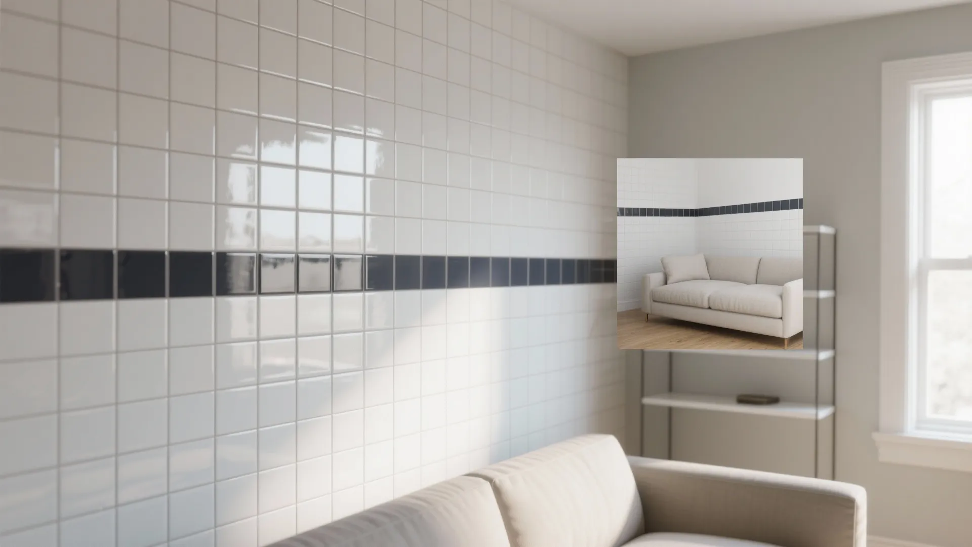 2. Vertical subway tiles to add height