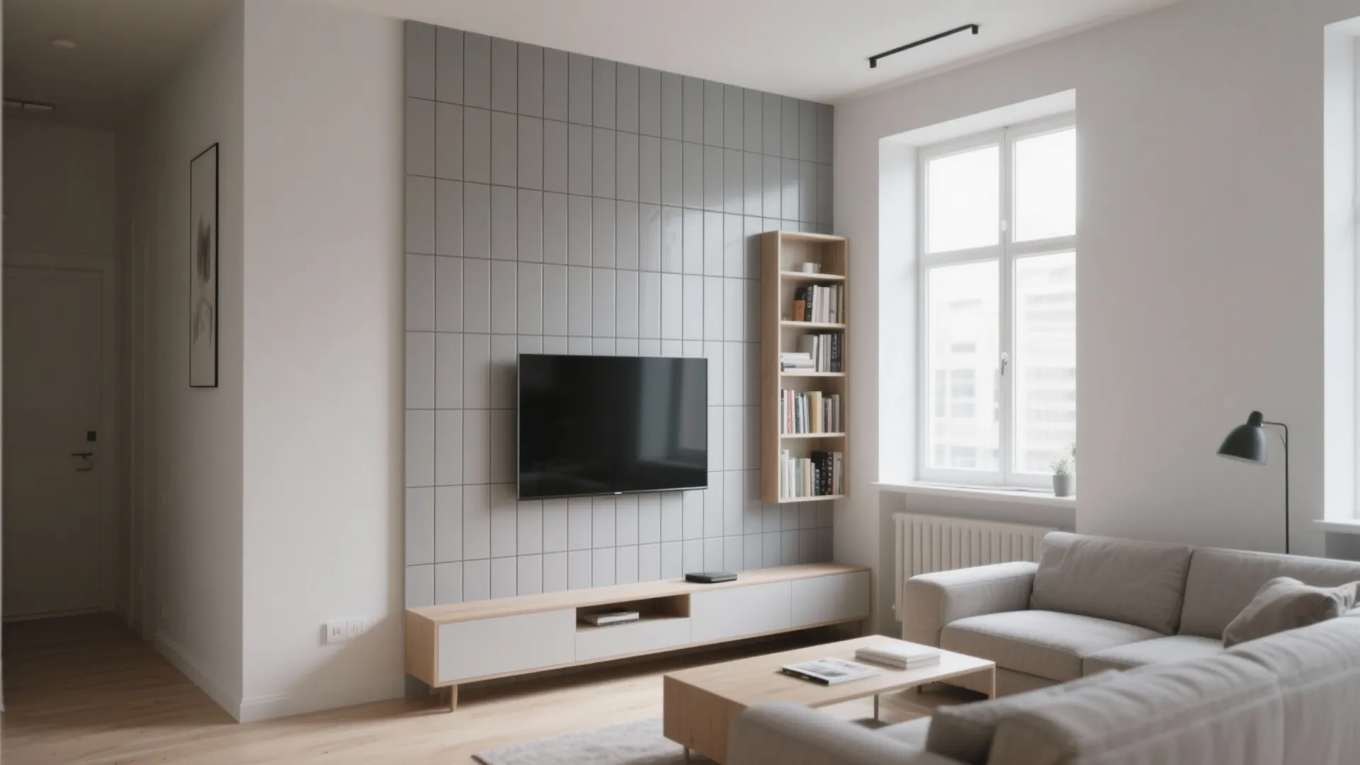 2. Vertical tile strips to accentuate height