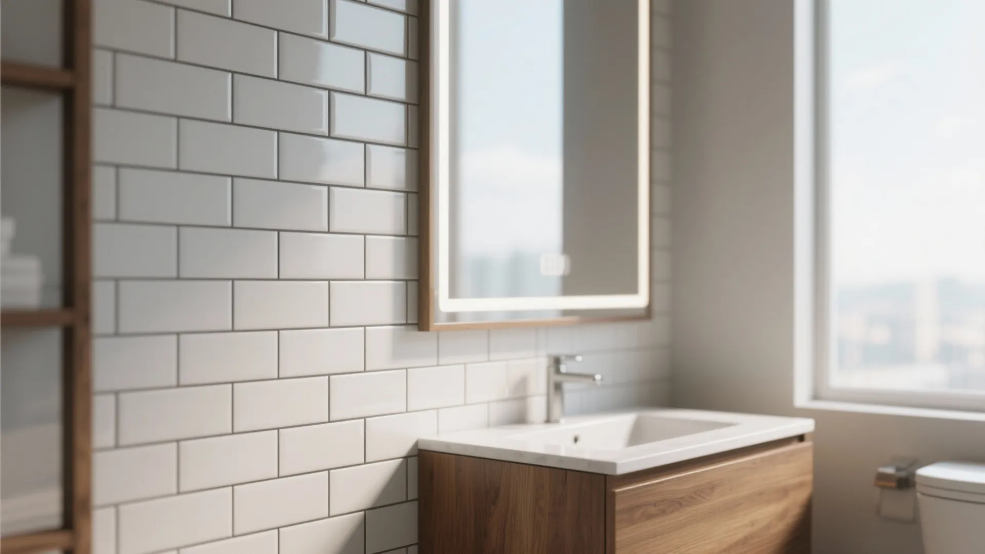 4. Vertical tile and tall mirrors