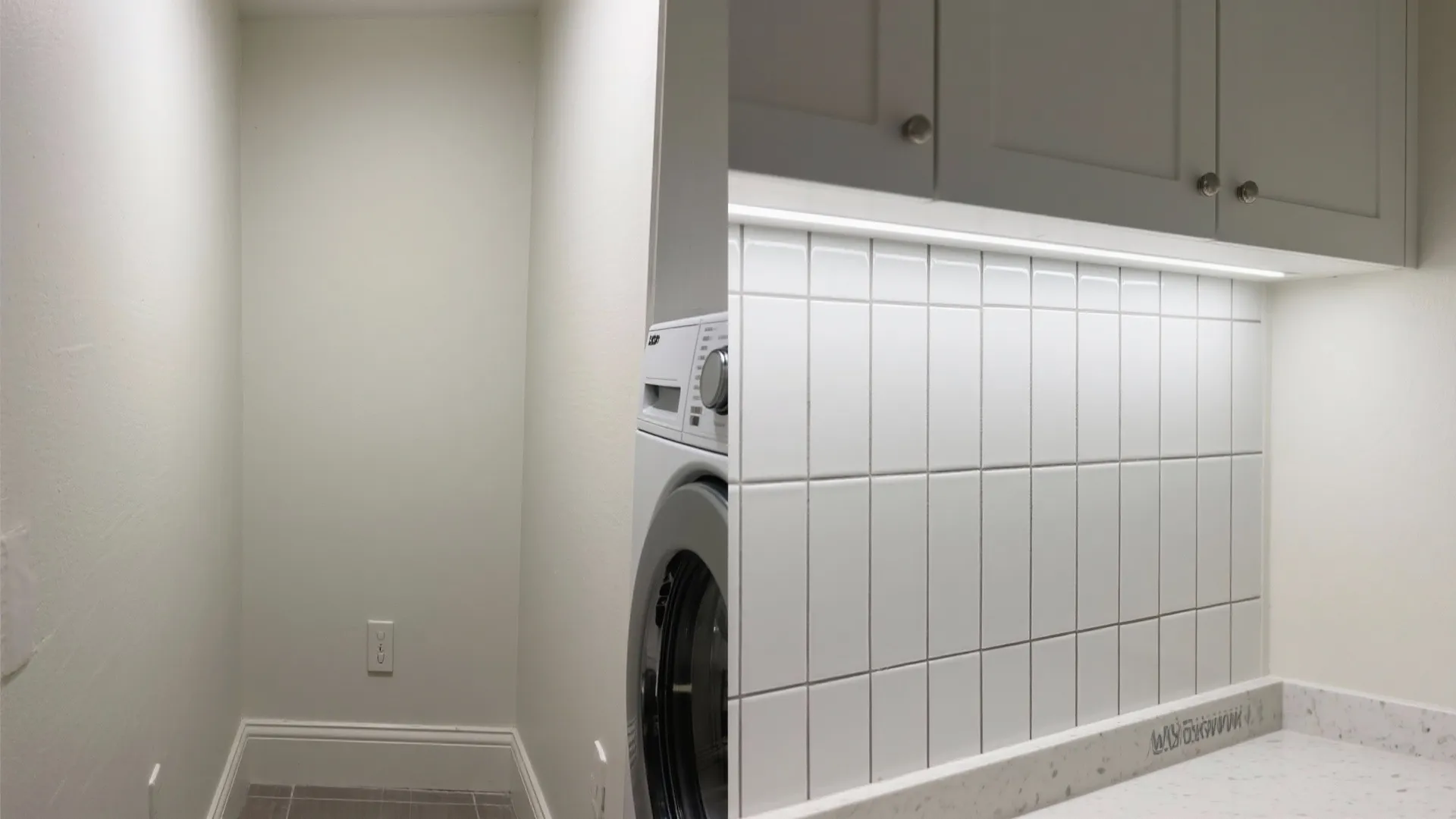 2) Glossy vertical subway tile to lift low ceilings