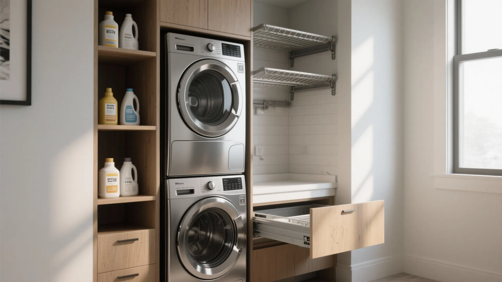 1. Stack and Slide: Vertical Laundry Tower