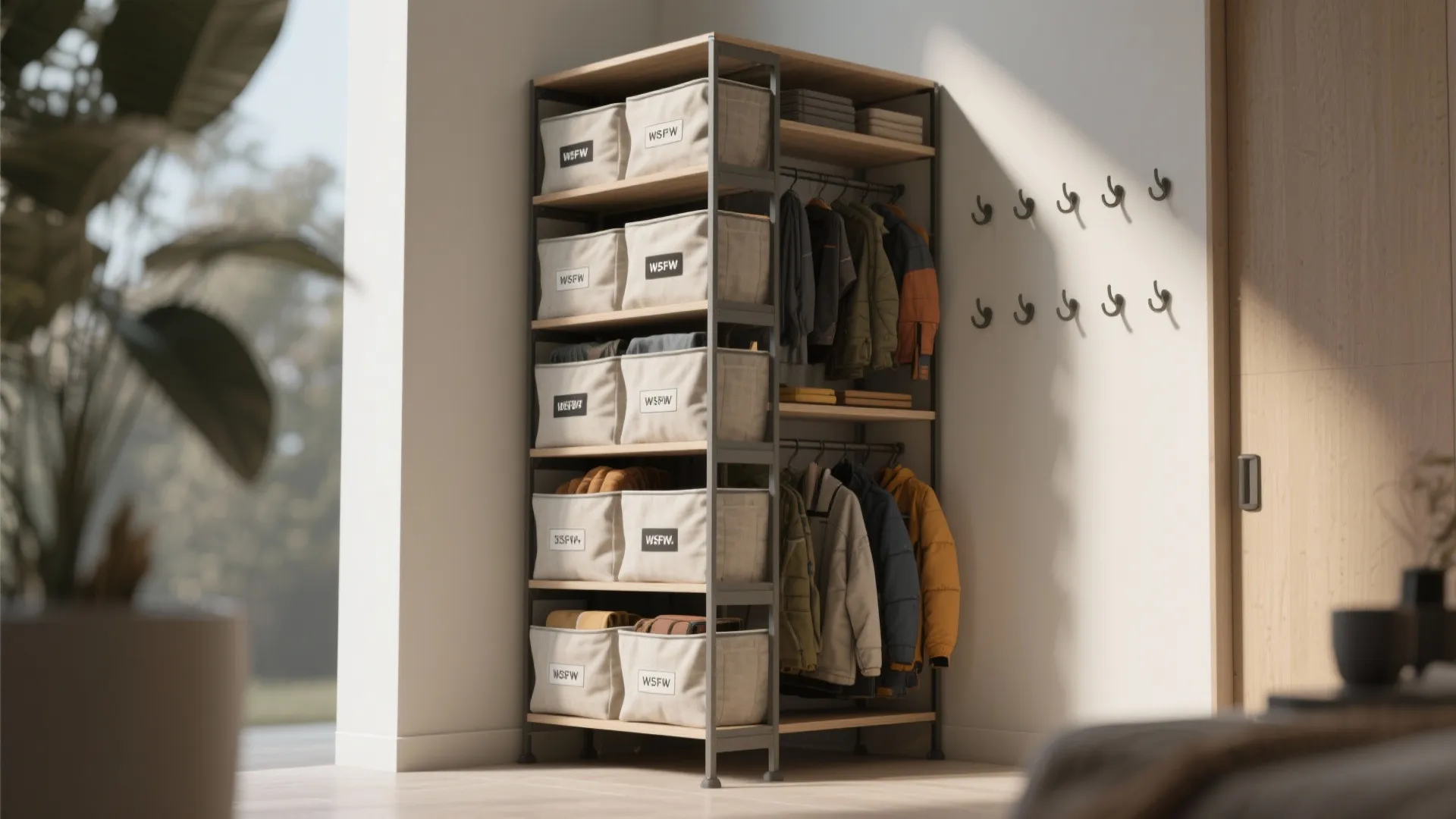 5. Multipurpose vertical towers and labeled baskets