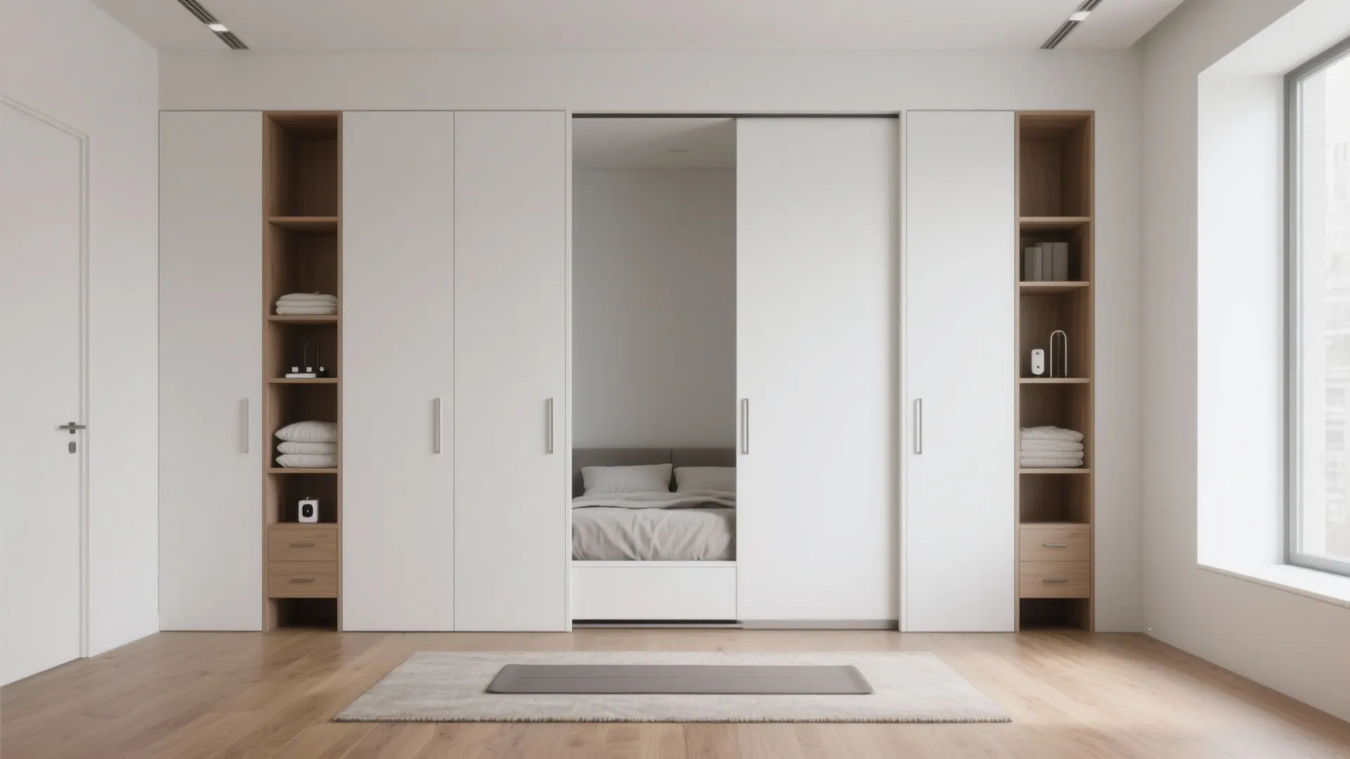 Vertical Wall Bed with Storage Towers