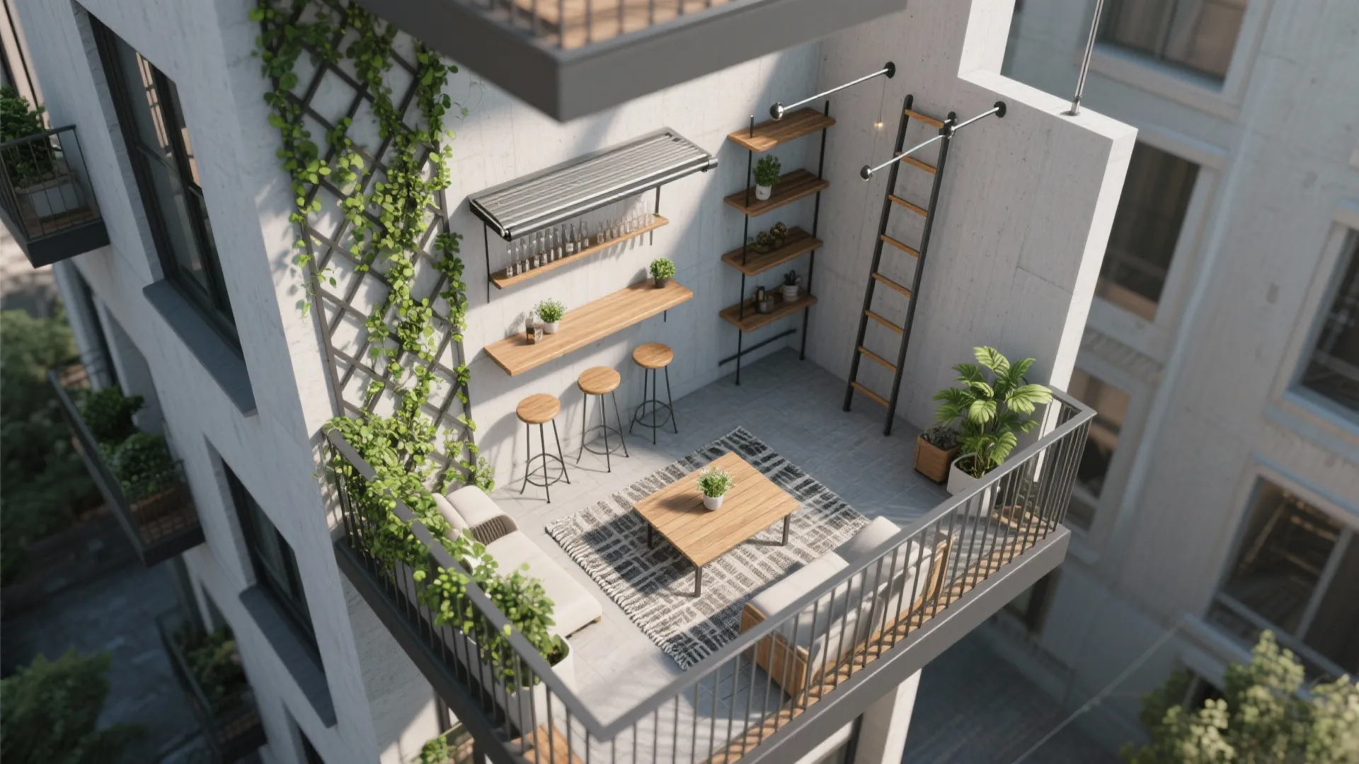 Idea 2: Go vertical with trellises and fold-down pieces