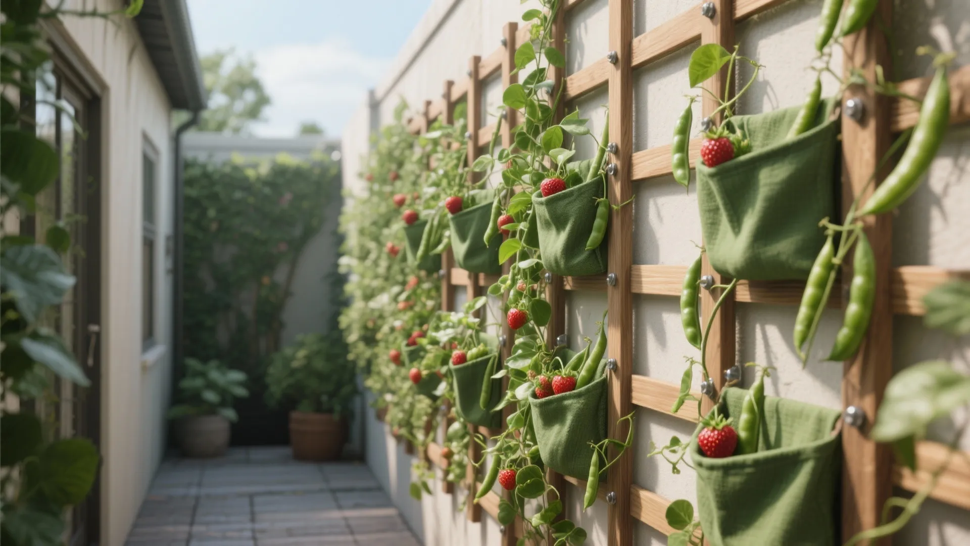 2. Vertical trellises and wall pockets