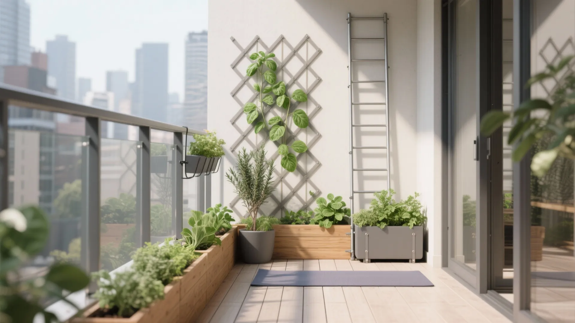 Vertical Trellis + Railing Planters