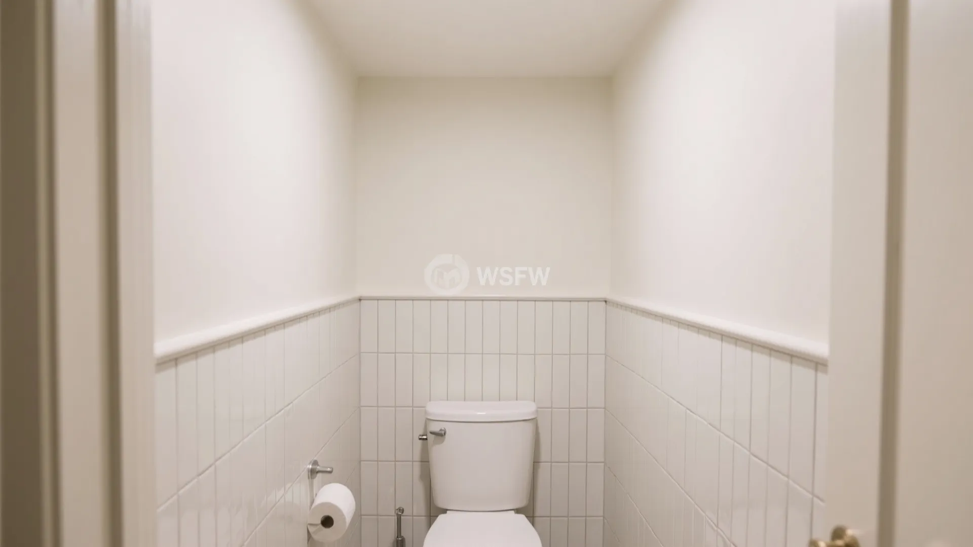 Vertical tile wainscoting that visually elongates the room