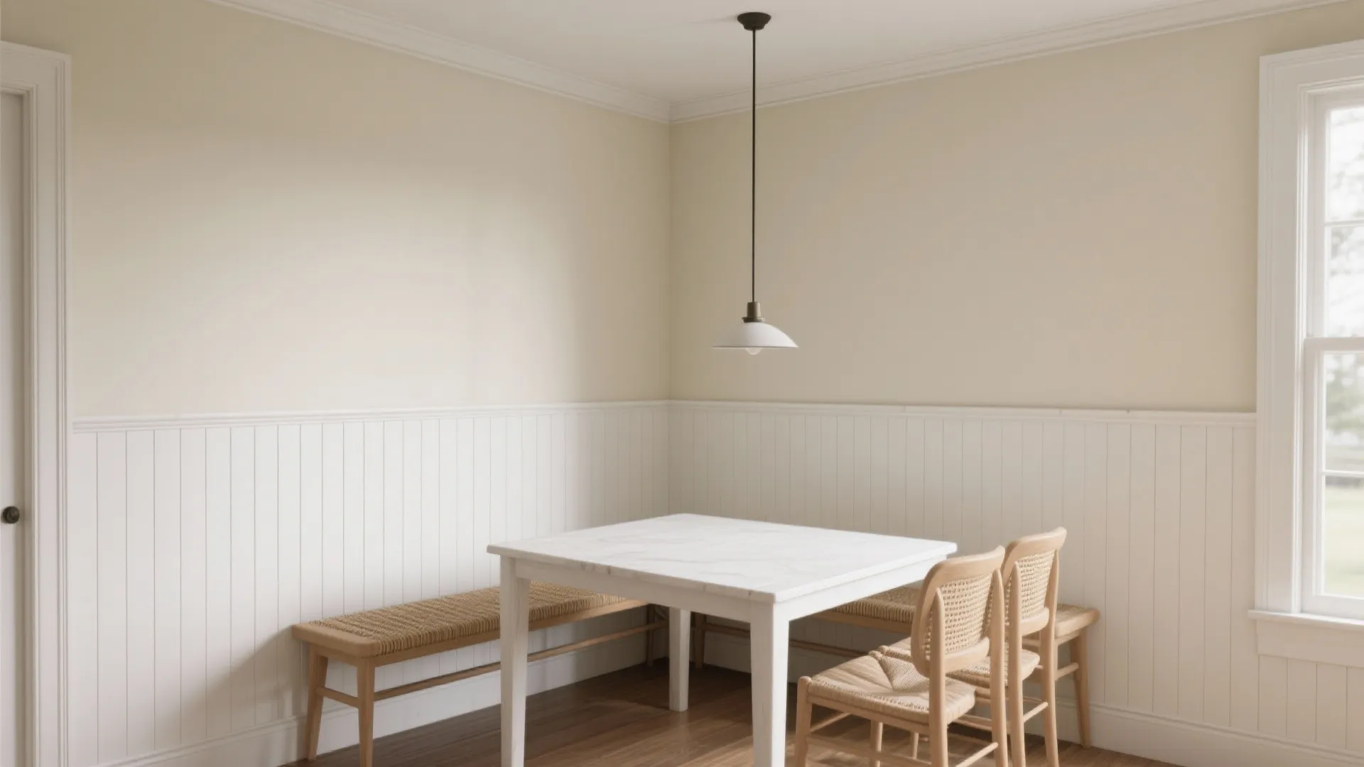 2. Vertical stripes or two-tone wainscoting