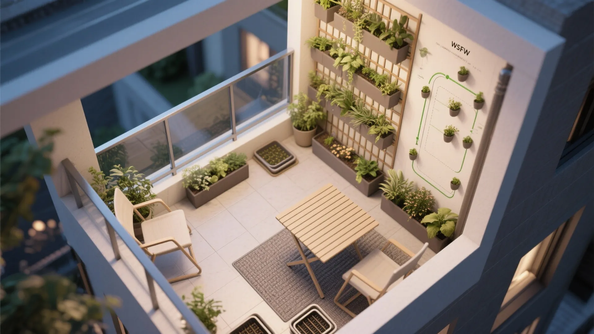 Vertical Green Wall With Modular Planters