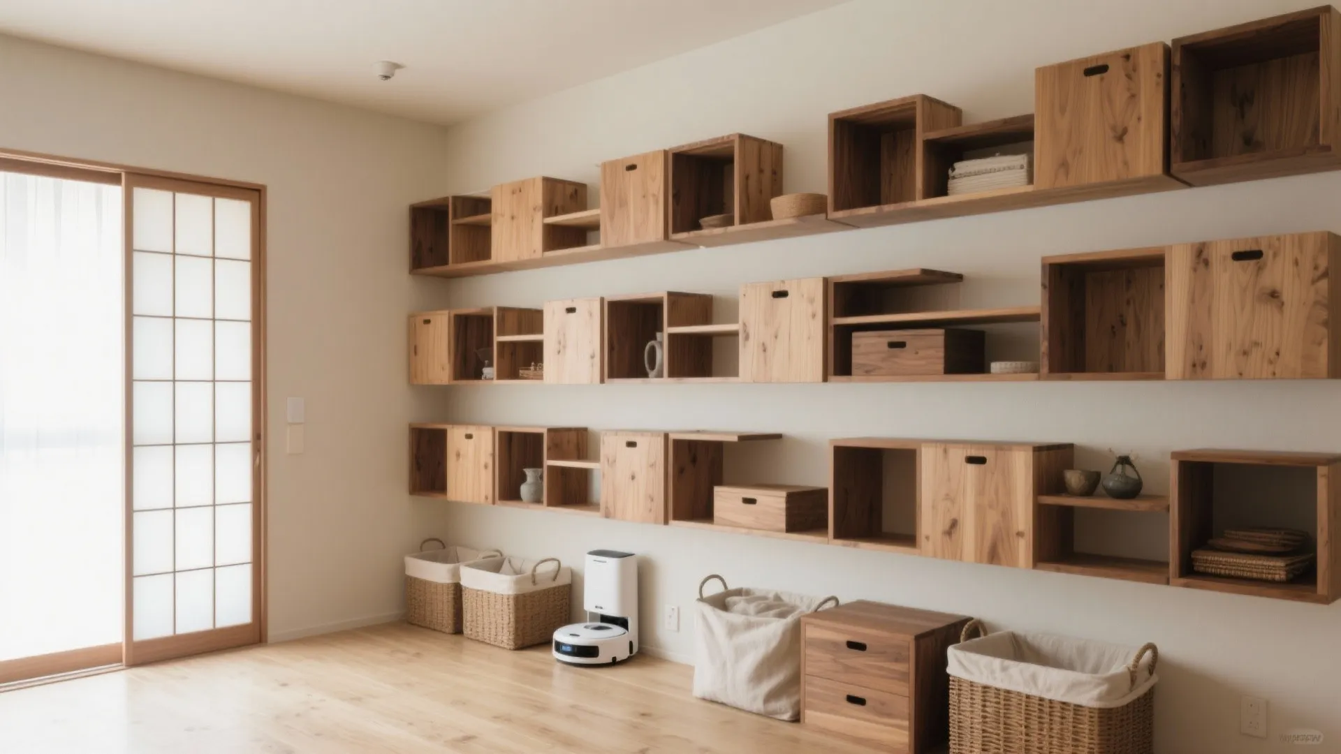 壁面を“縦”に使う収納技巧：床を塞がず空気を通す