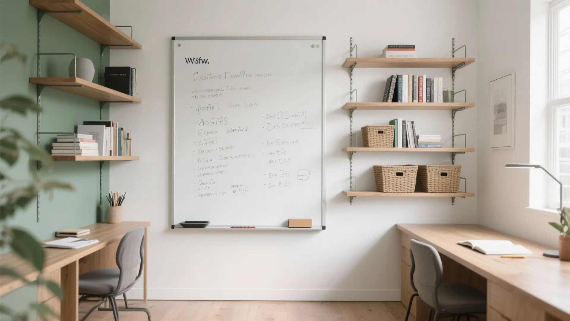Vertical storage and writable walls that do double-duty