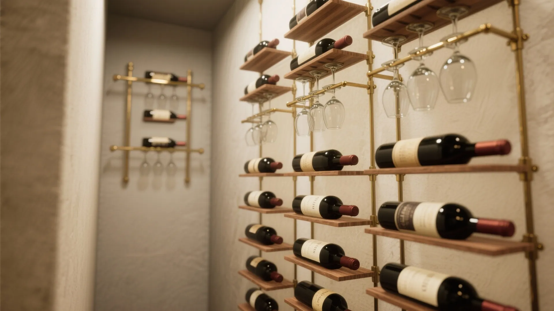 2. Vertical Wine Wall + Glass Rail