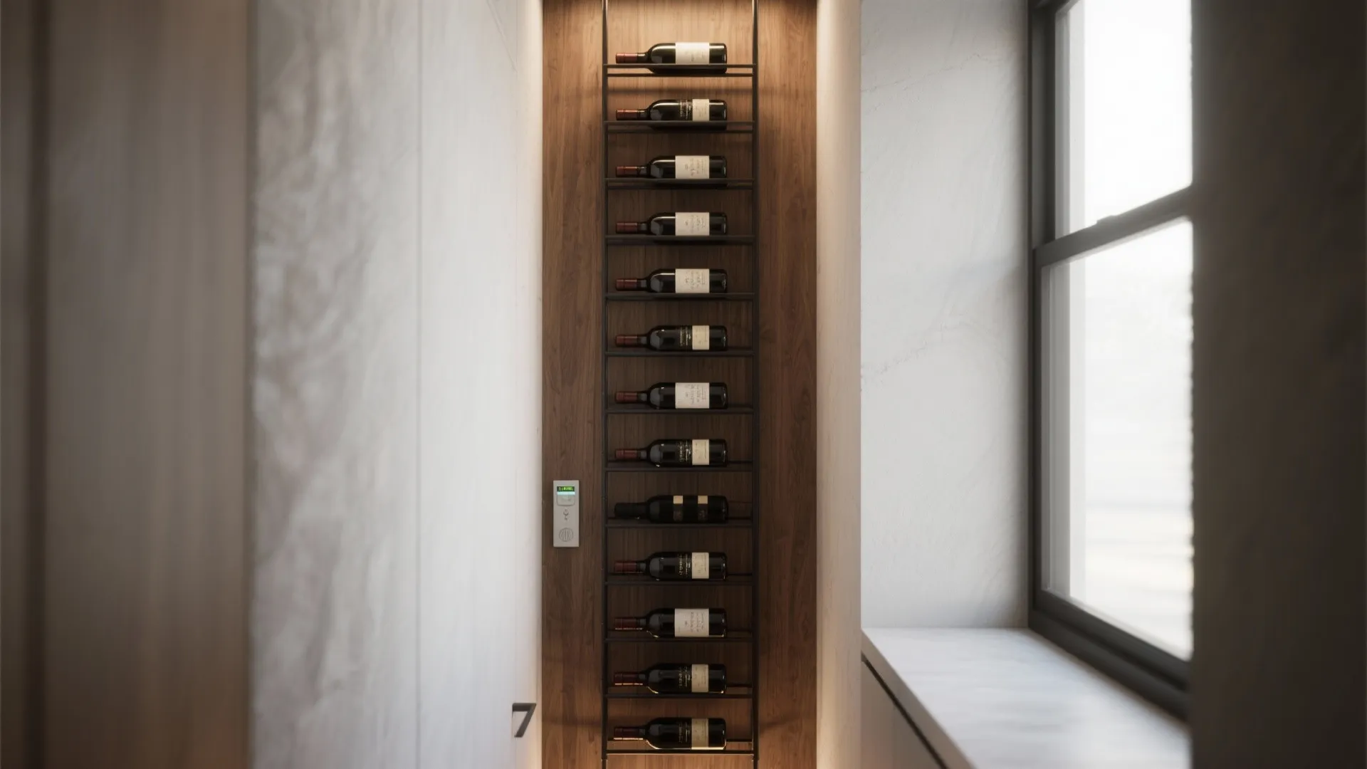 1. Vertical wine wall (think narrow but bold)
