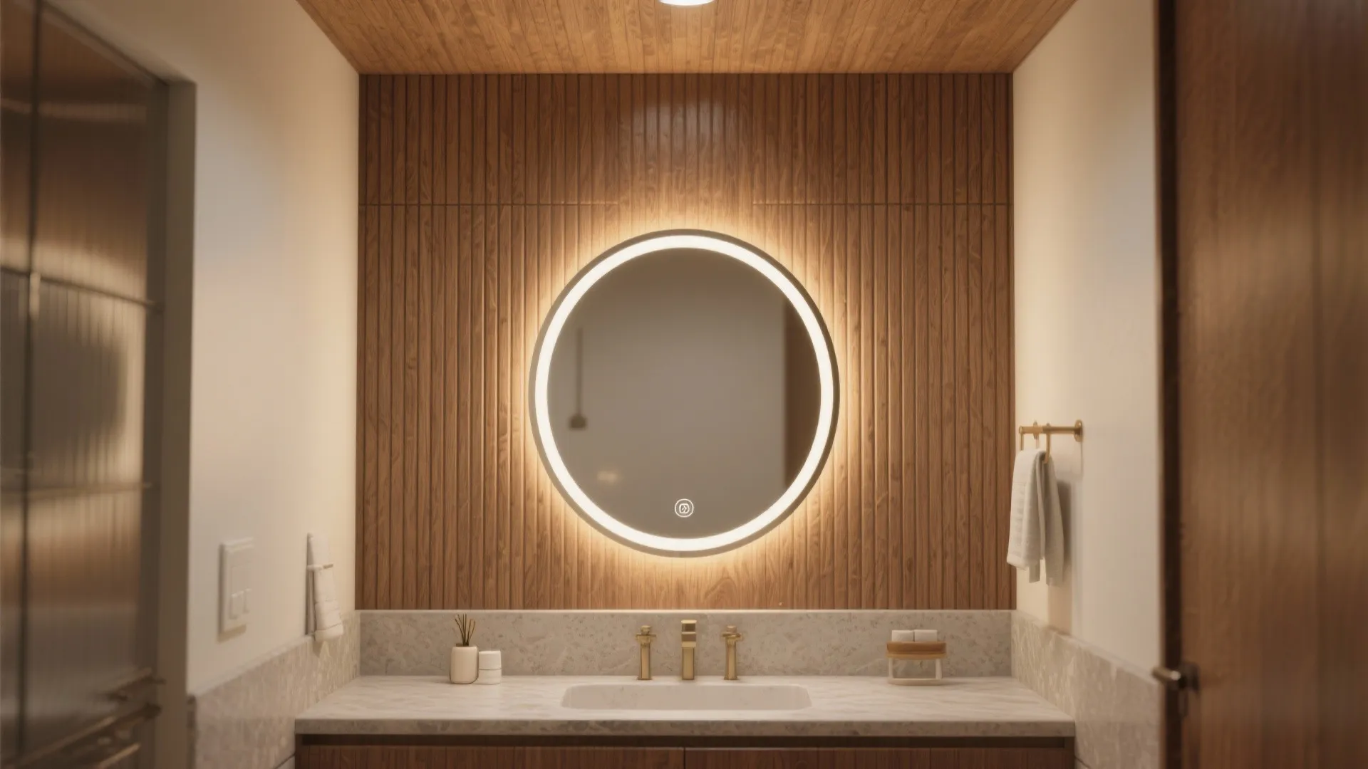 1. Vertical wood-look panels for added height