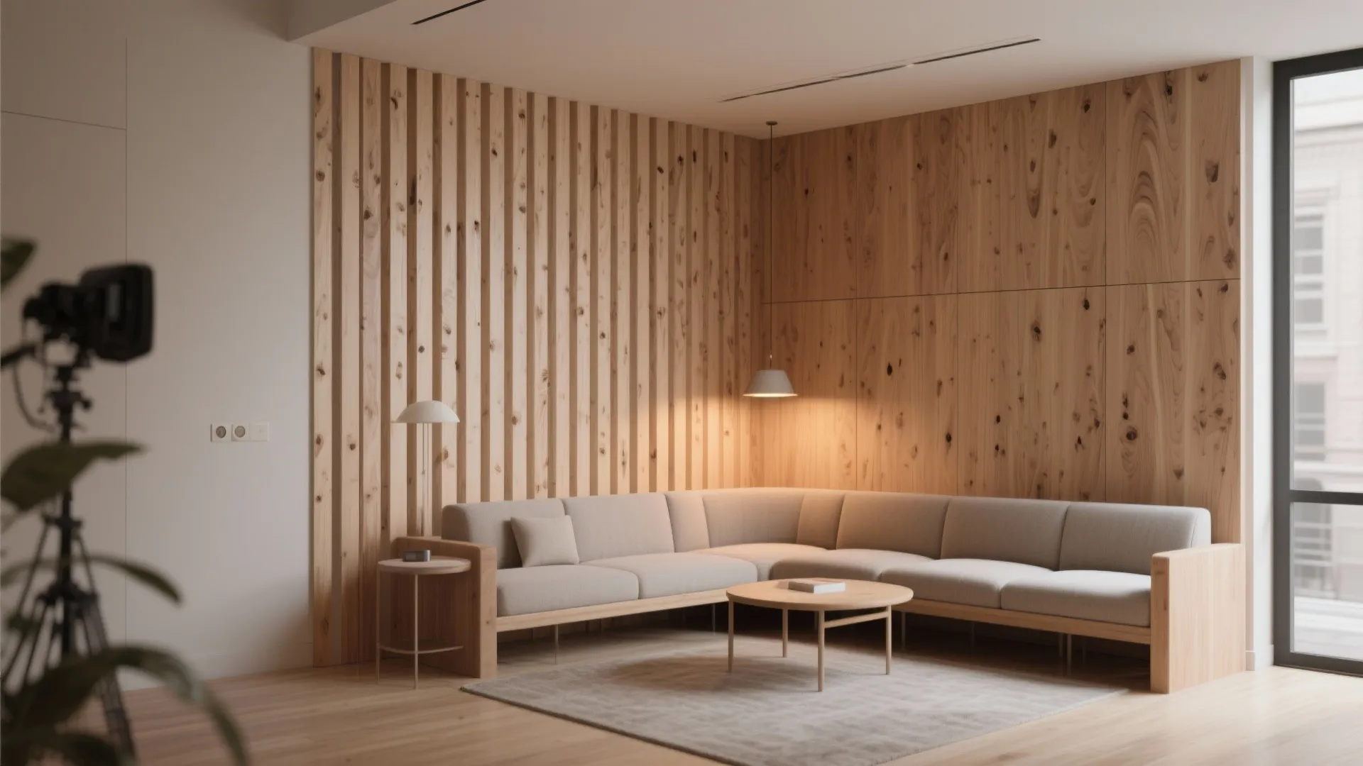 4. Wood slats or vertical paneling for warmth and rhythm