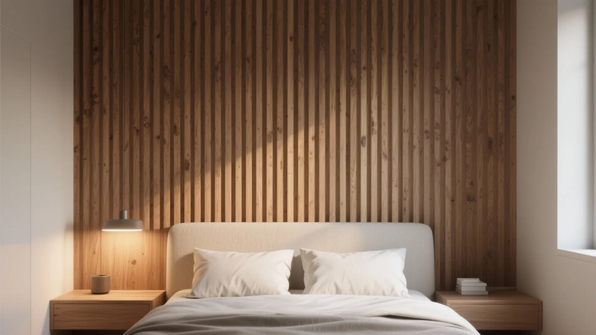 1. Accent wall with vertical wood slats