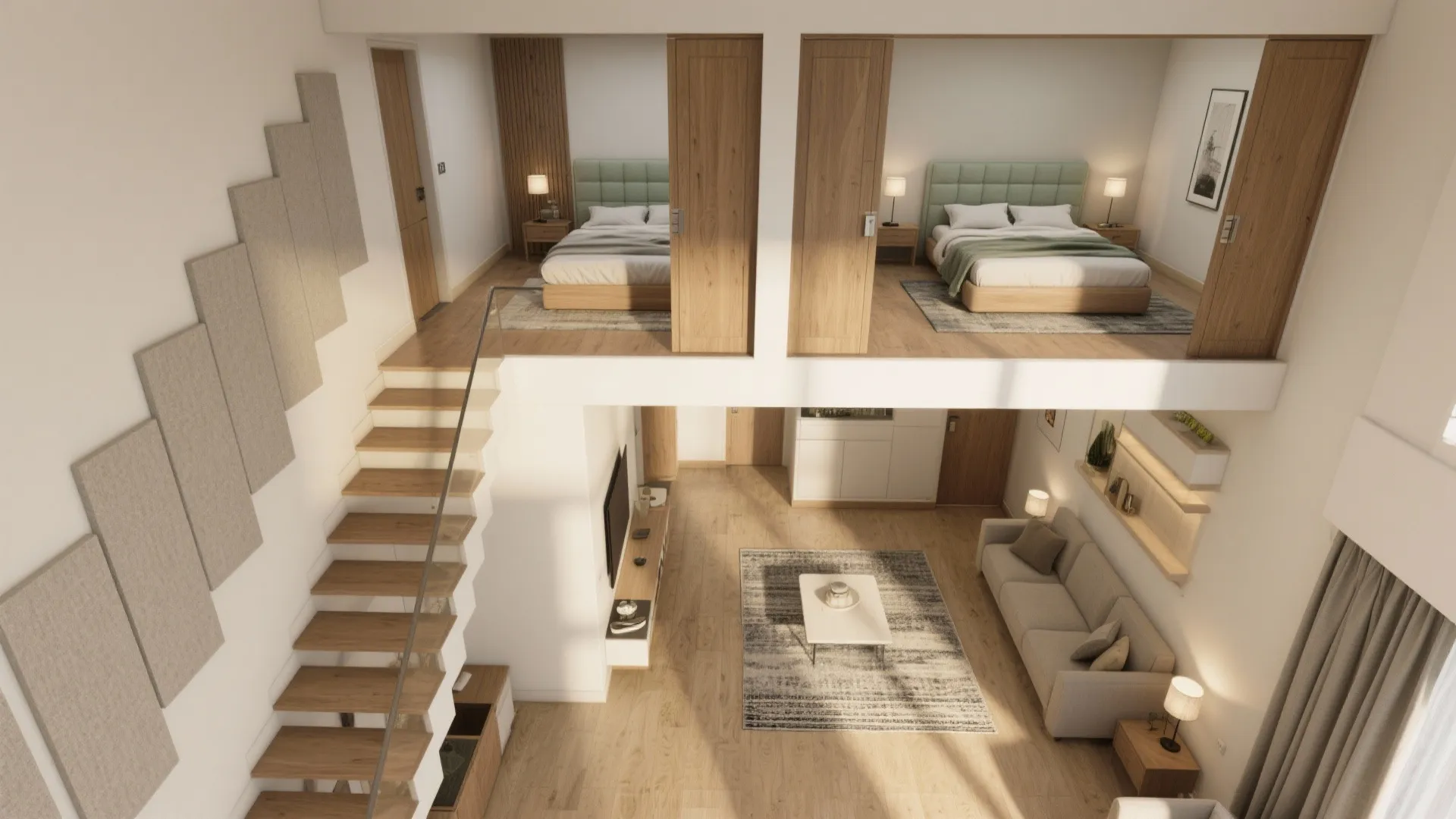 Vertical zoning with pocket doors and sound control