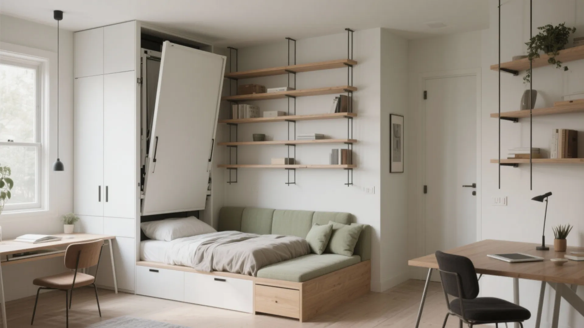 Vertical zoning and convertible furniture